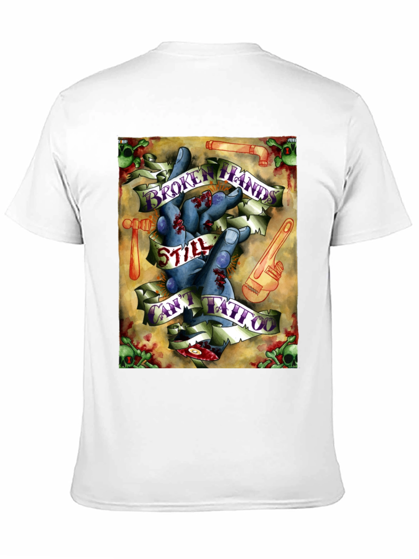 Broken Hands Still Cant Tattoo Black Graphic T-Shirt
