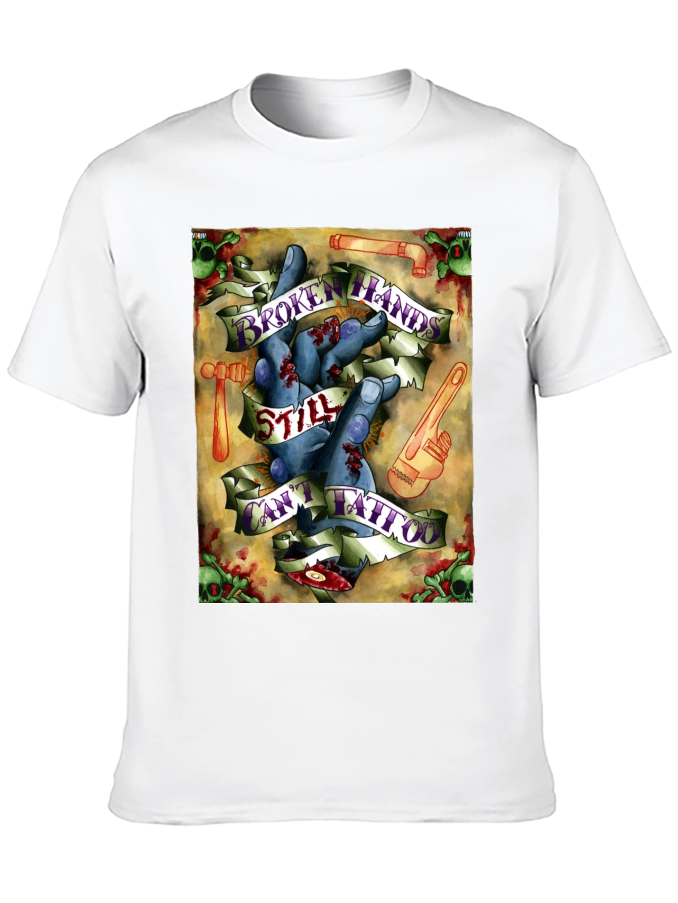 Broken Hands Still Cant Tattoo Black Graphic T-Shirt