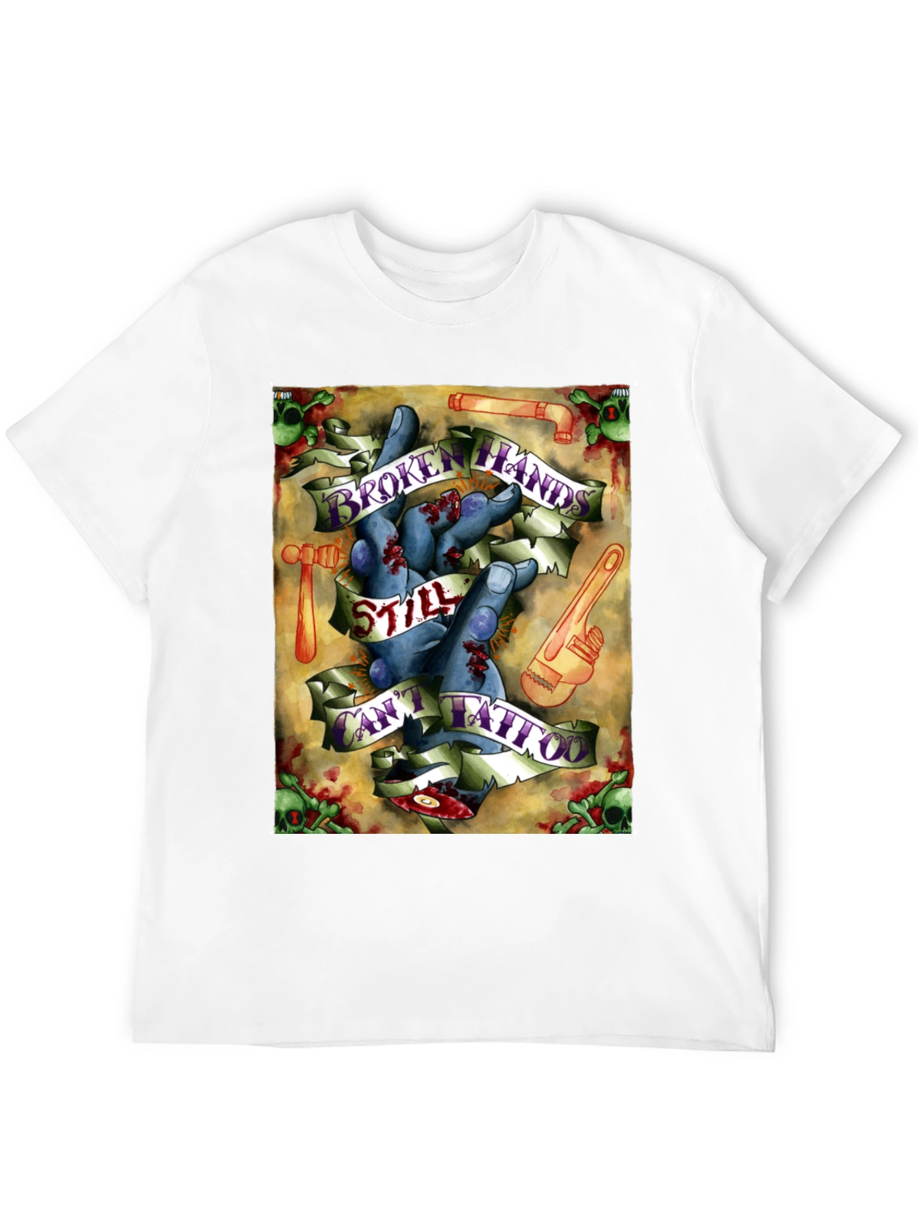 Broken Hands Still Cant Tattoo Black Graphic T-Shirt