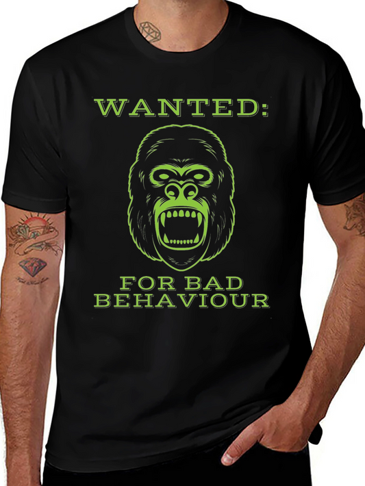 Wanted Gorilla Bad Behaviour T-Shirt - Funny Graphic Tee