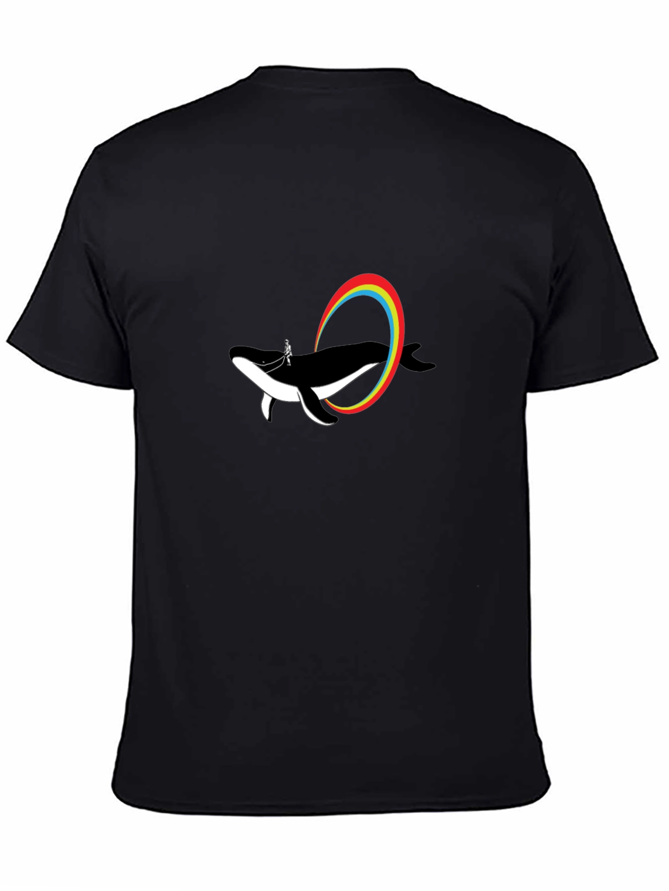 Whale Rainbow T-Shirt - Black Cotton Tee