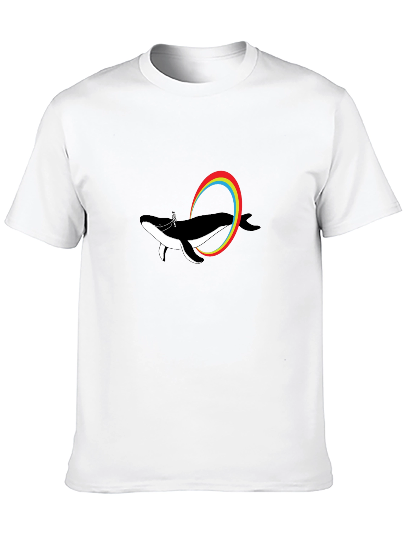 Whale Rainbow T-Shirt - Black Cotton Tee