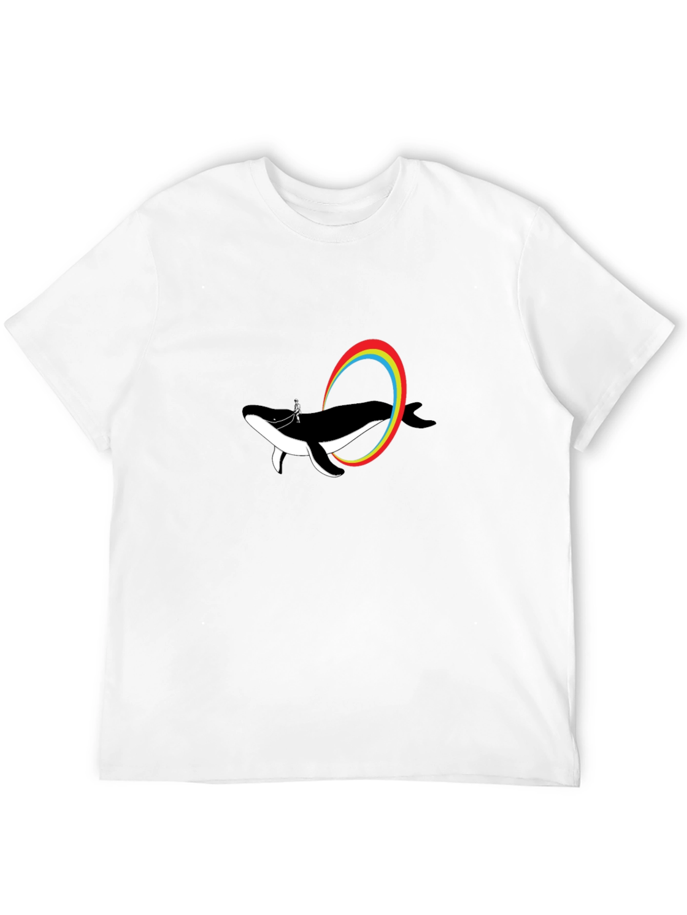 Whale Rainbow T-Shirt - Black Cotton Tee