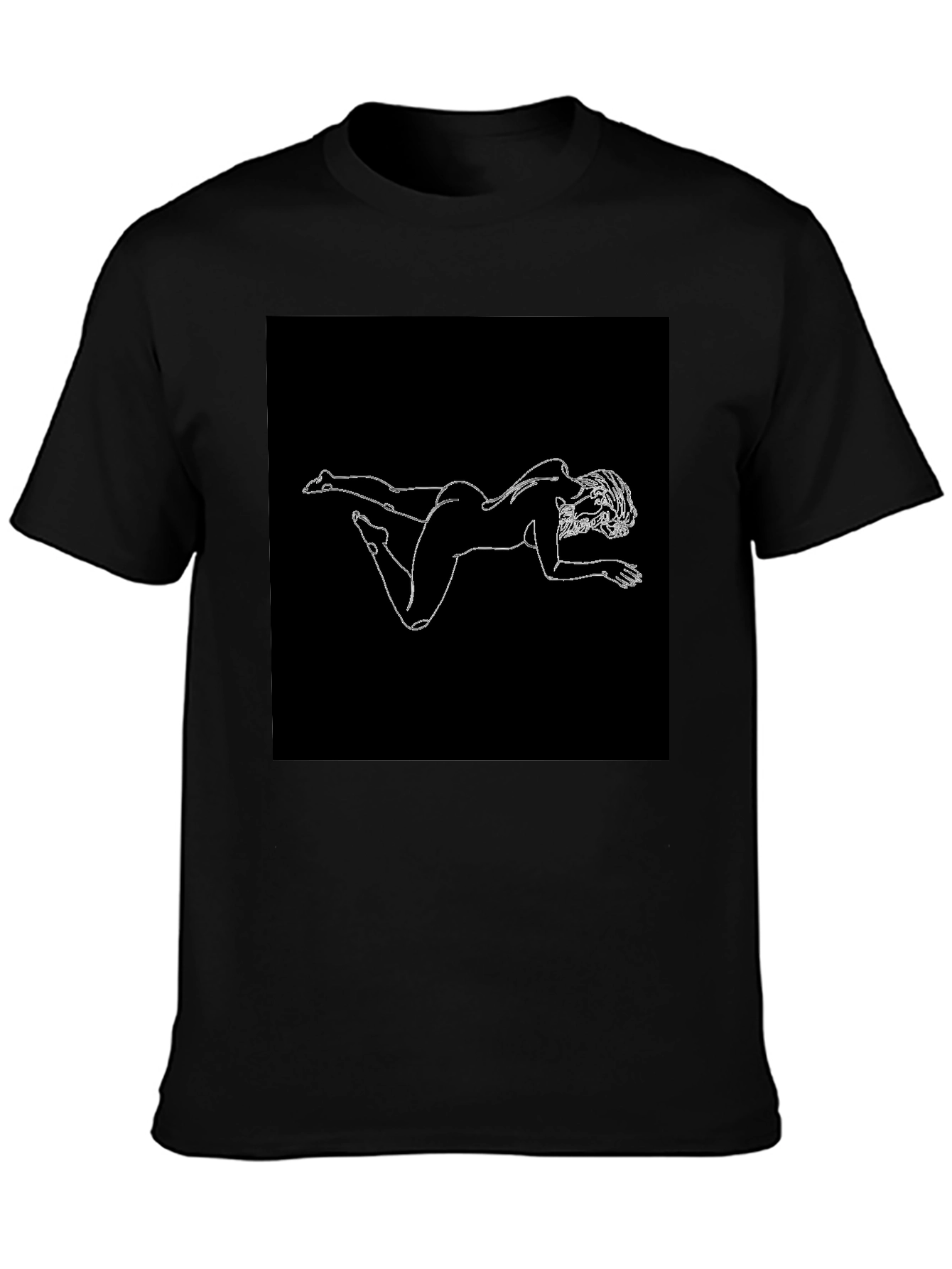 Line Art Woman Black Tee