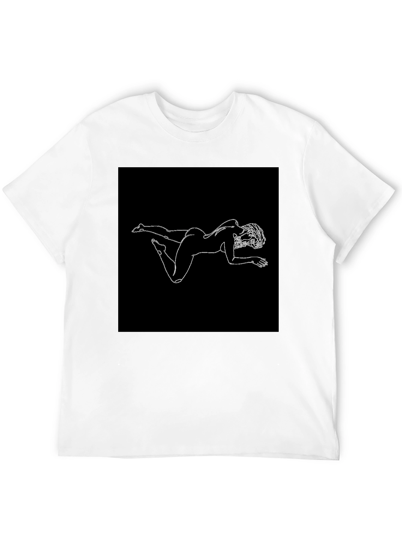 Line Art Woman Black Tee