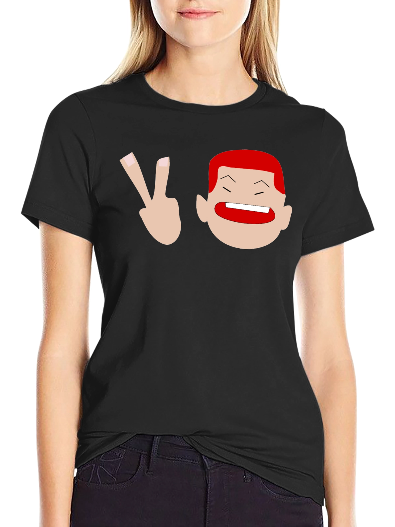 Funny Cartoon Graphic Black T-Shirt