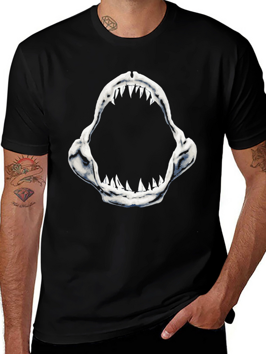 Shark Jaws Graphic Tee - Black Cotton T-Shirt