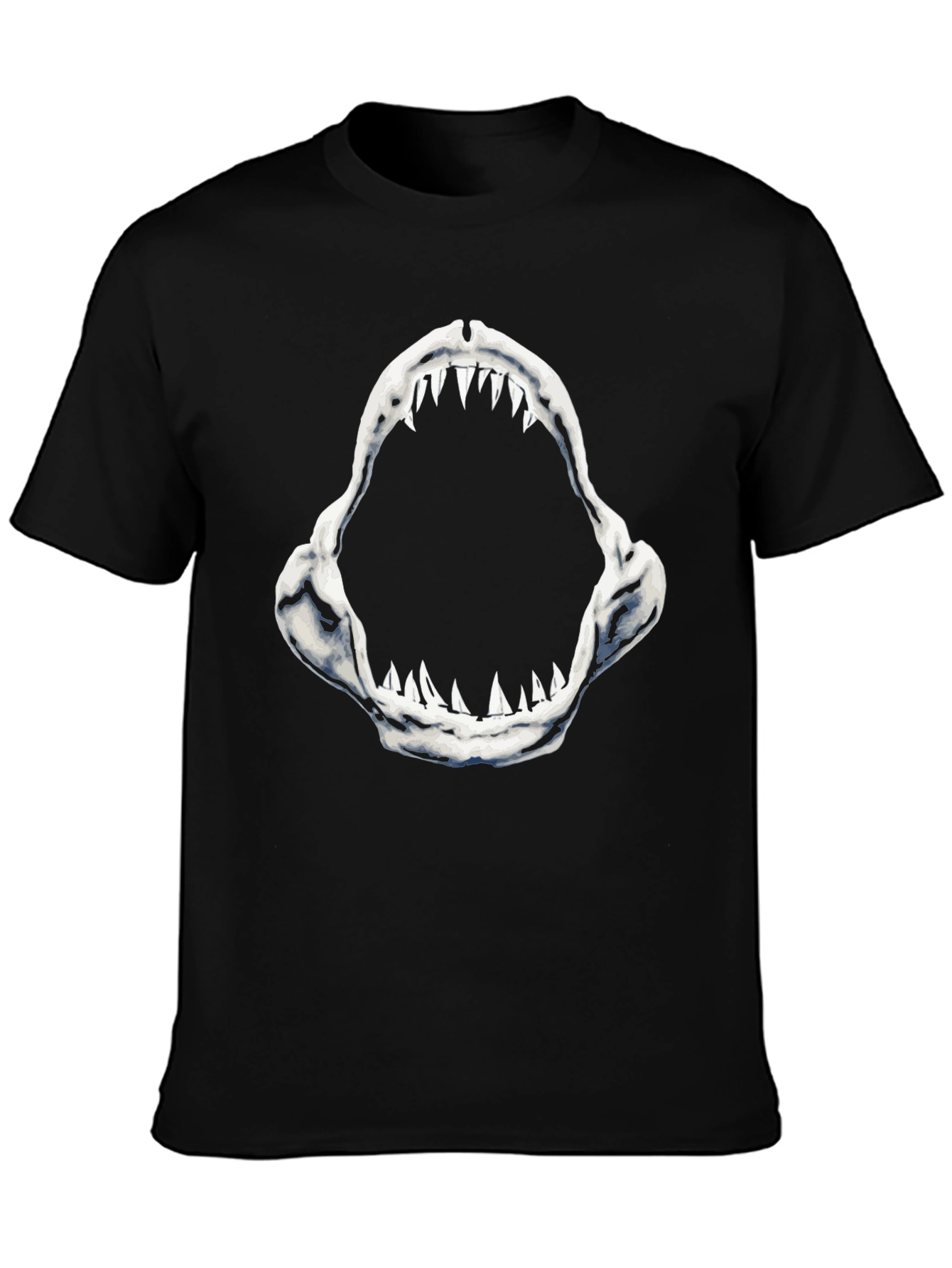 Shark Jaws Graphic Tee - Black Cotton T-Shirt