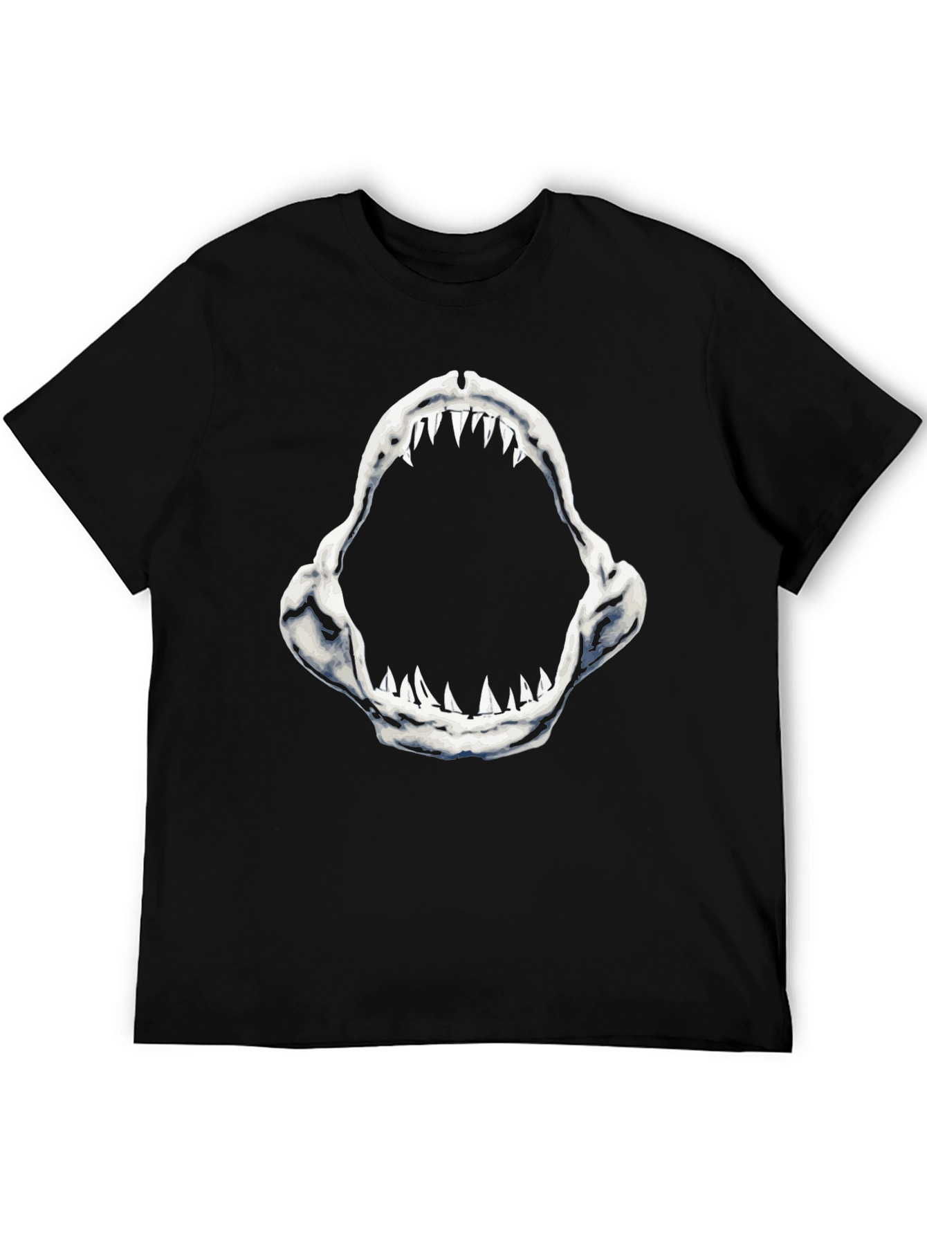 Shark Jaws Graphic Tee - Black Cotton T-Shirt