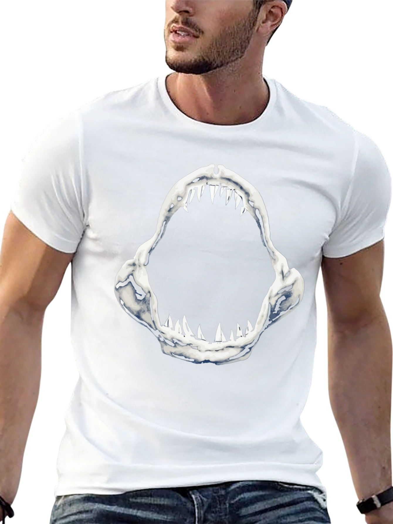 Shark Jaws Graphic Tee - Black Cotton T-Shirt