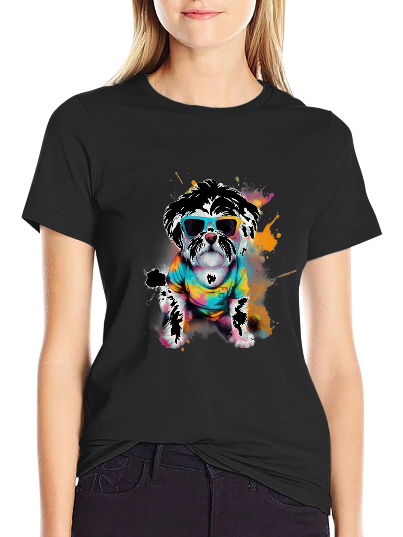 Cool Dog Graphic Tee - Funky Puppy Design