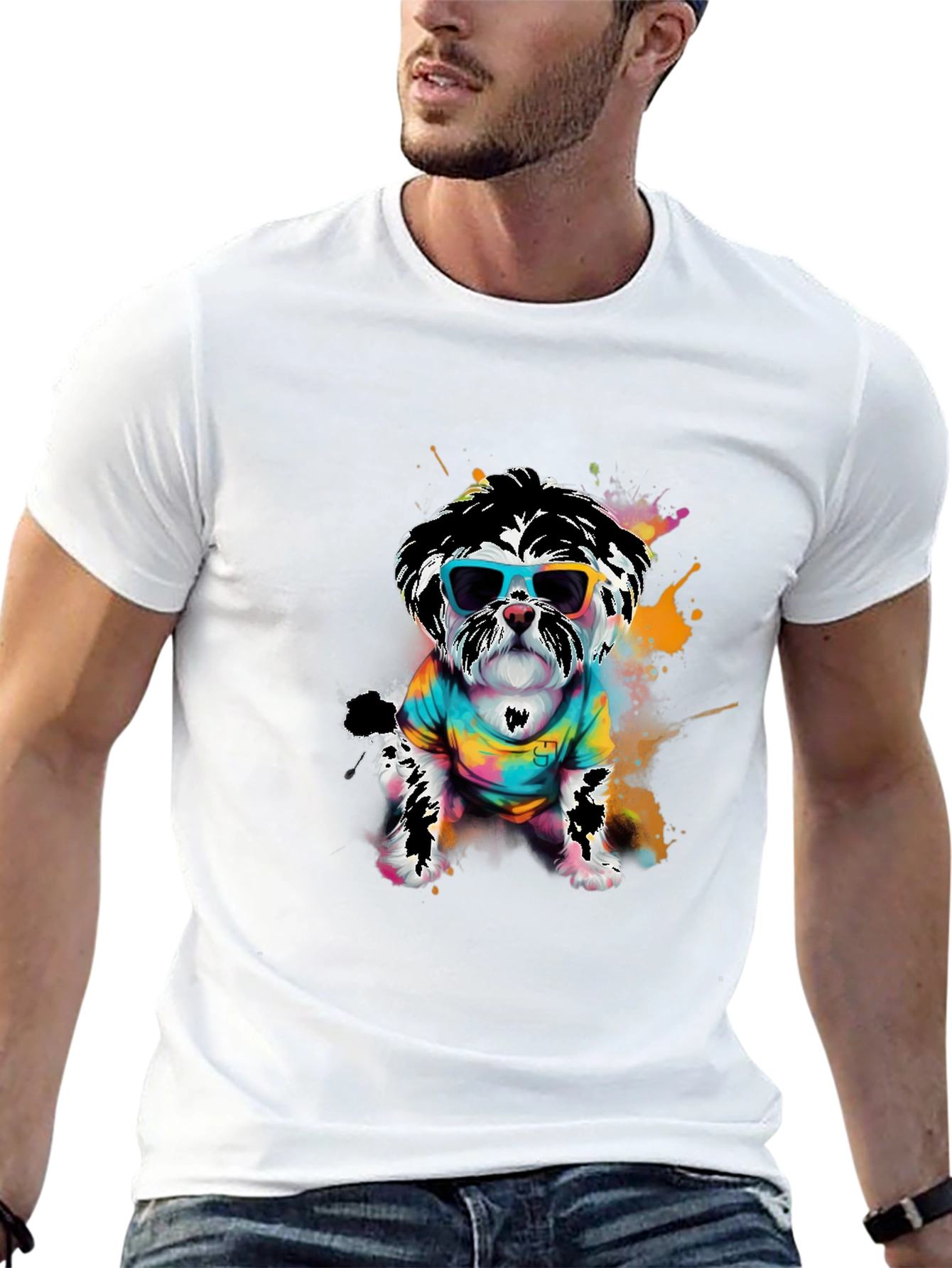 Cool Dog Graphic Tee - Funky Puppy Design