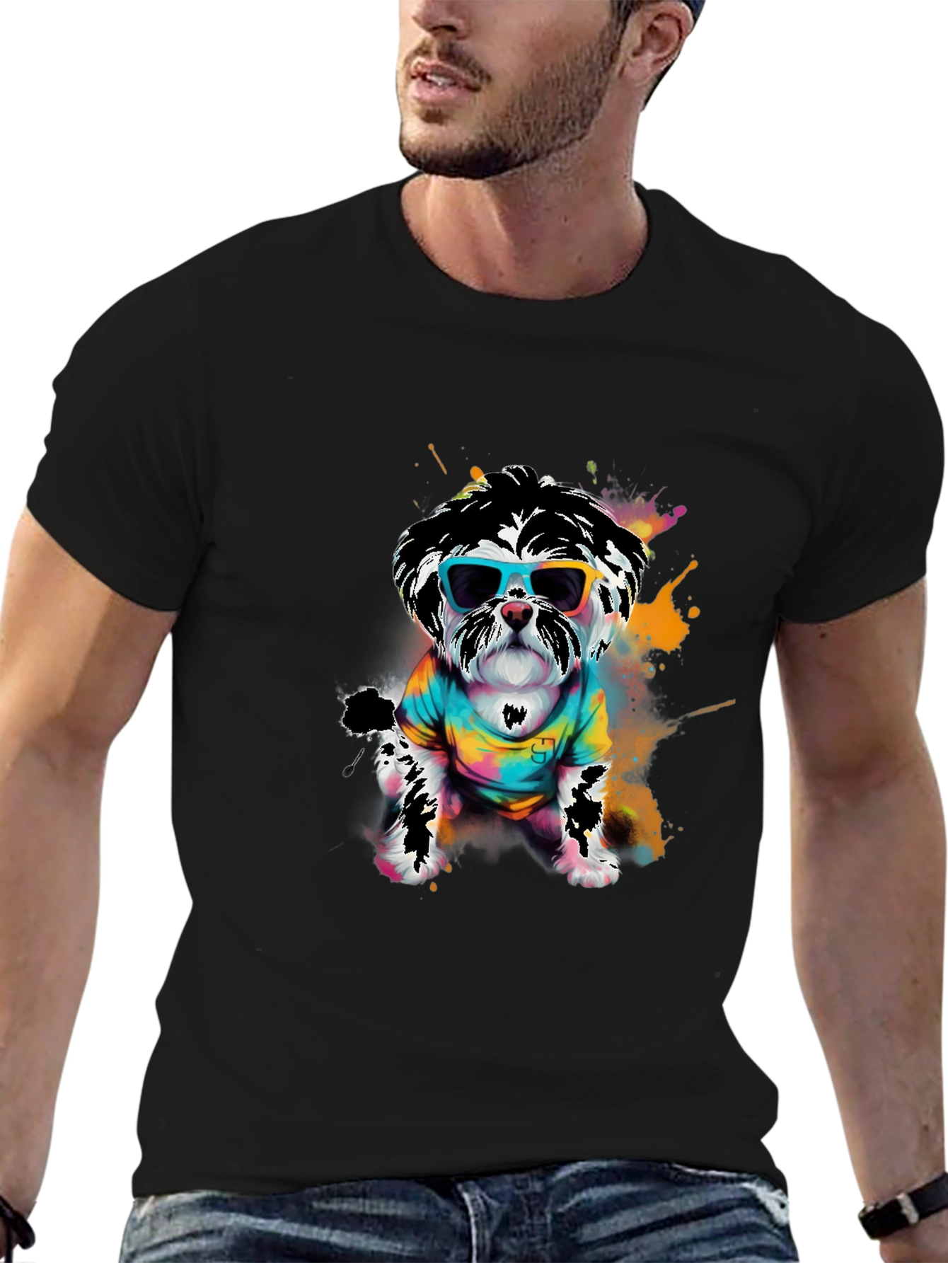 Cool Dog Graphic Tee - Funky Puppy Design