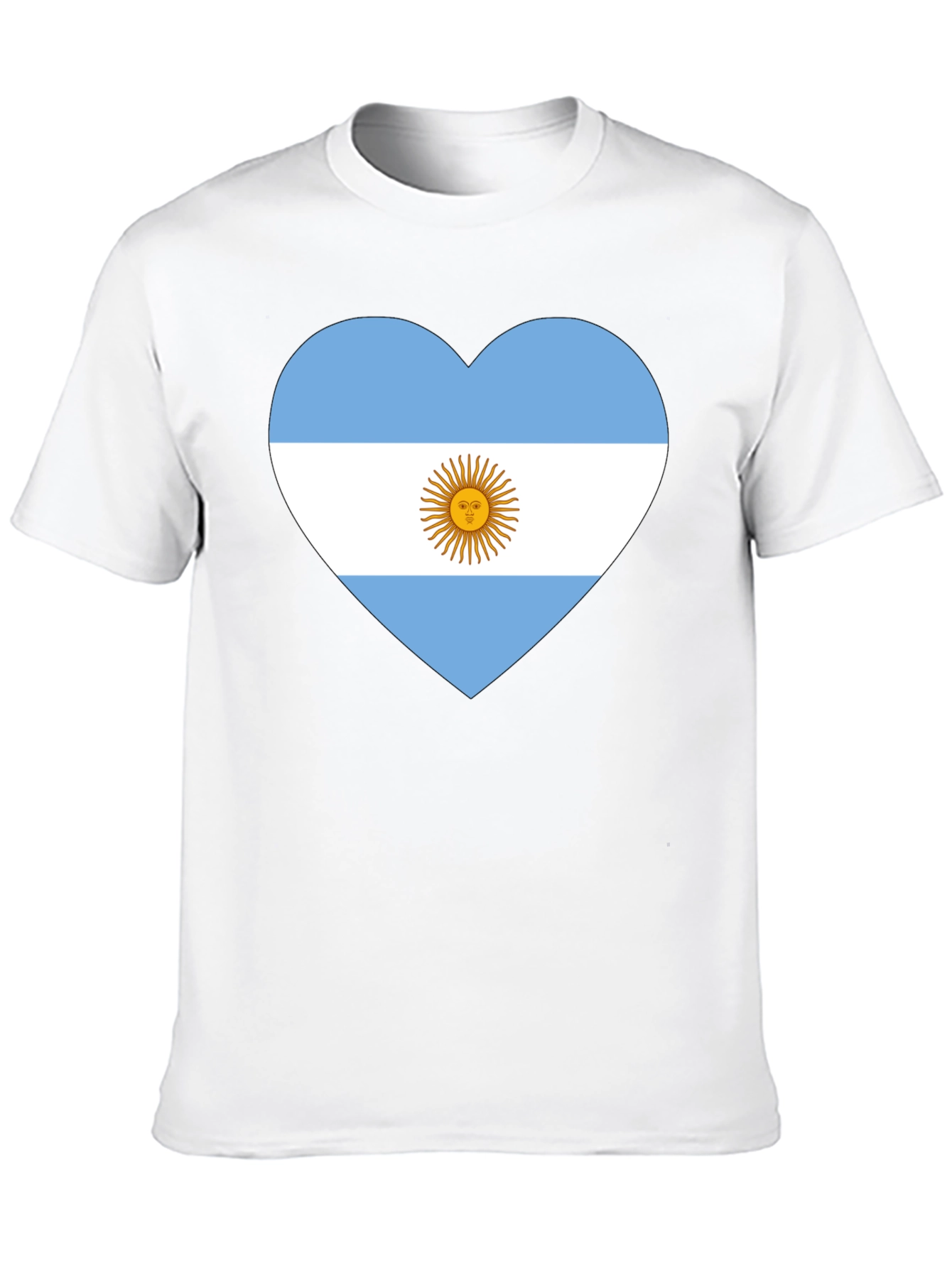 Argentina Flag Heart T-Shirt - Black