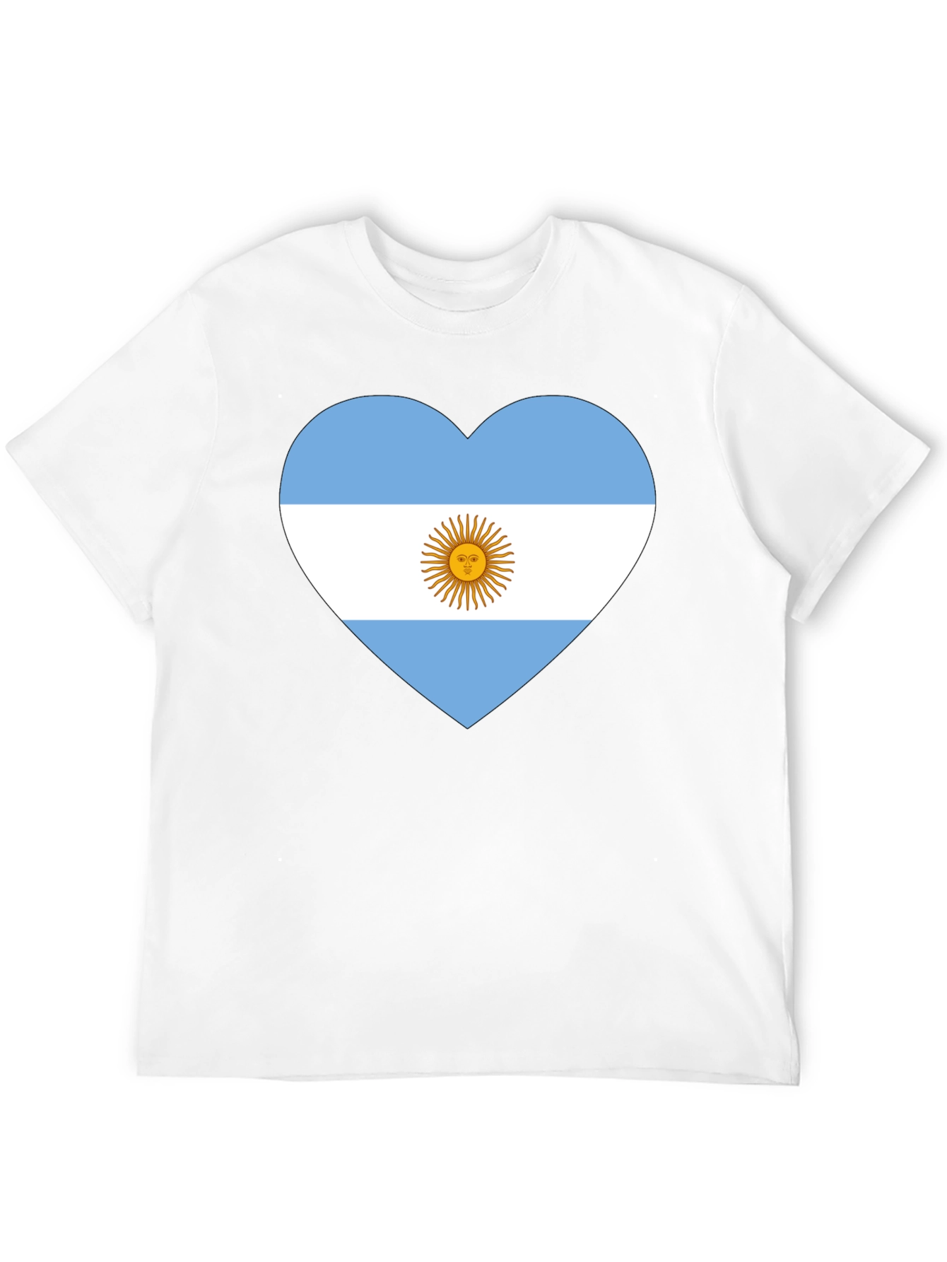 Argentina Flag Heart T-Shirt - Black