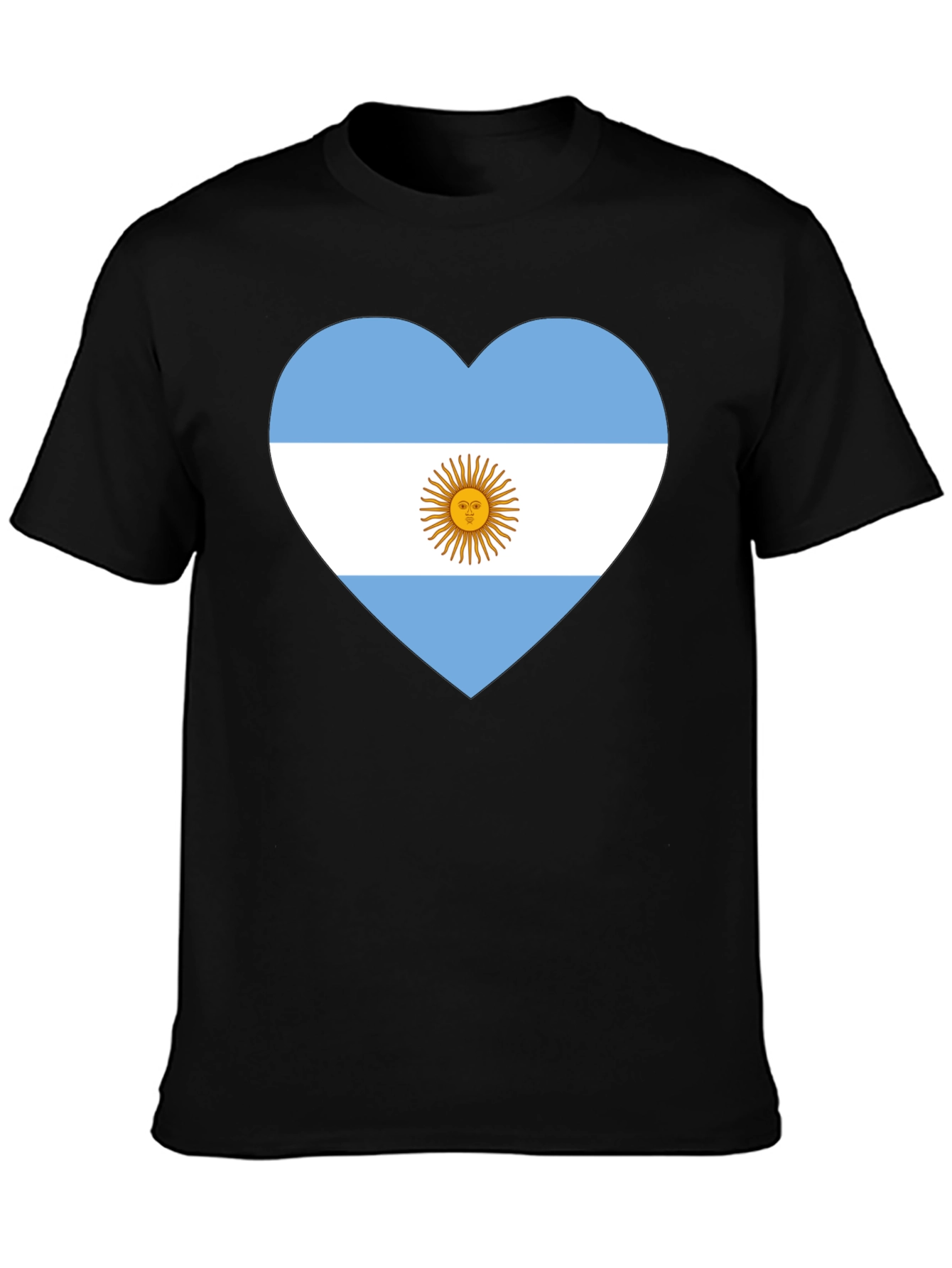 Argentina Flag Heart T-Shirt - Black