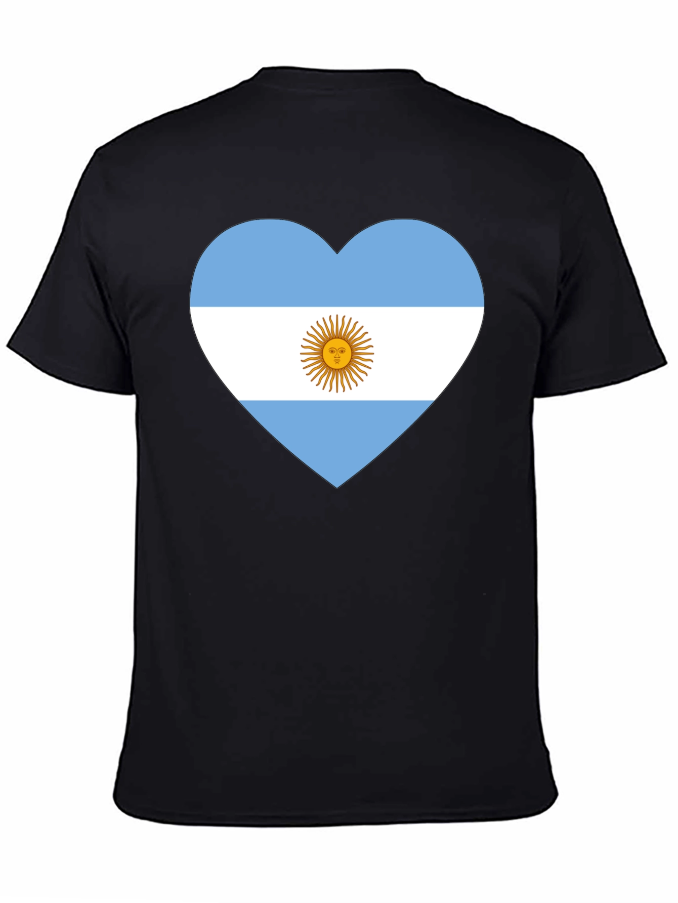 Argentina Flag Heart T-Shirt - Black