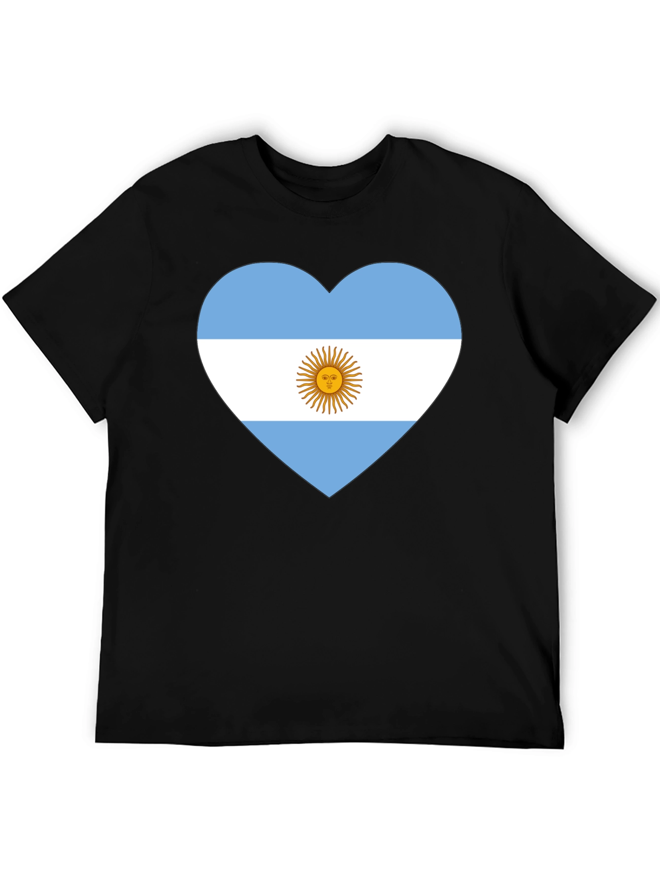 Argentina Flag Heart T-Shirt - Black