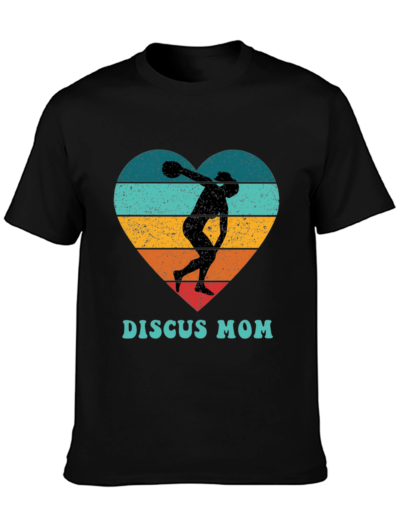 Discus Mom Heart T-Shirt - Throwing Silhouette