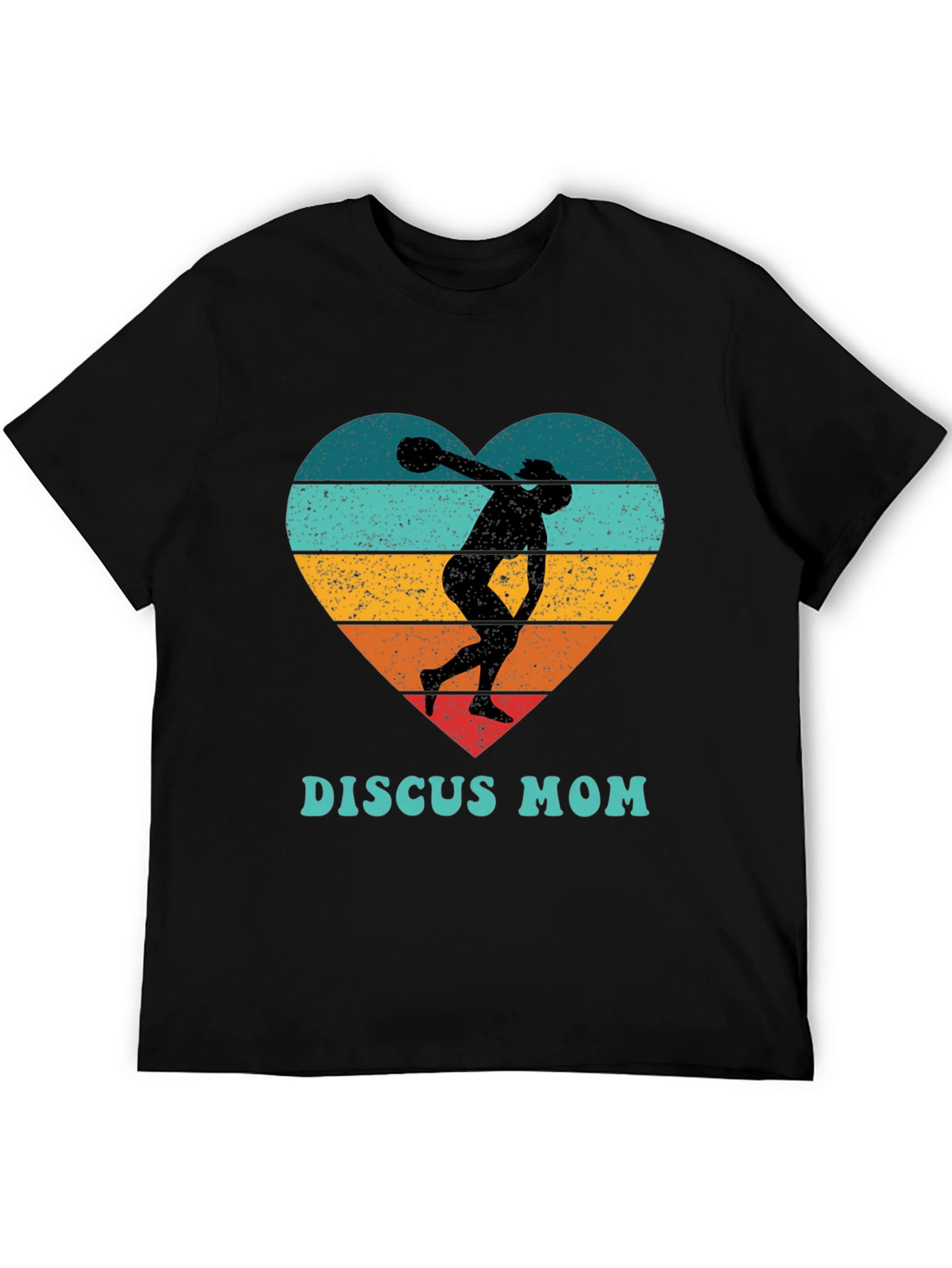 Discus Mom Heart T-Shirt - Throwing Silhouette
