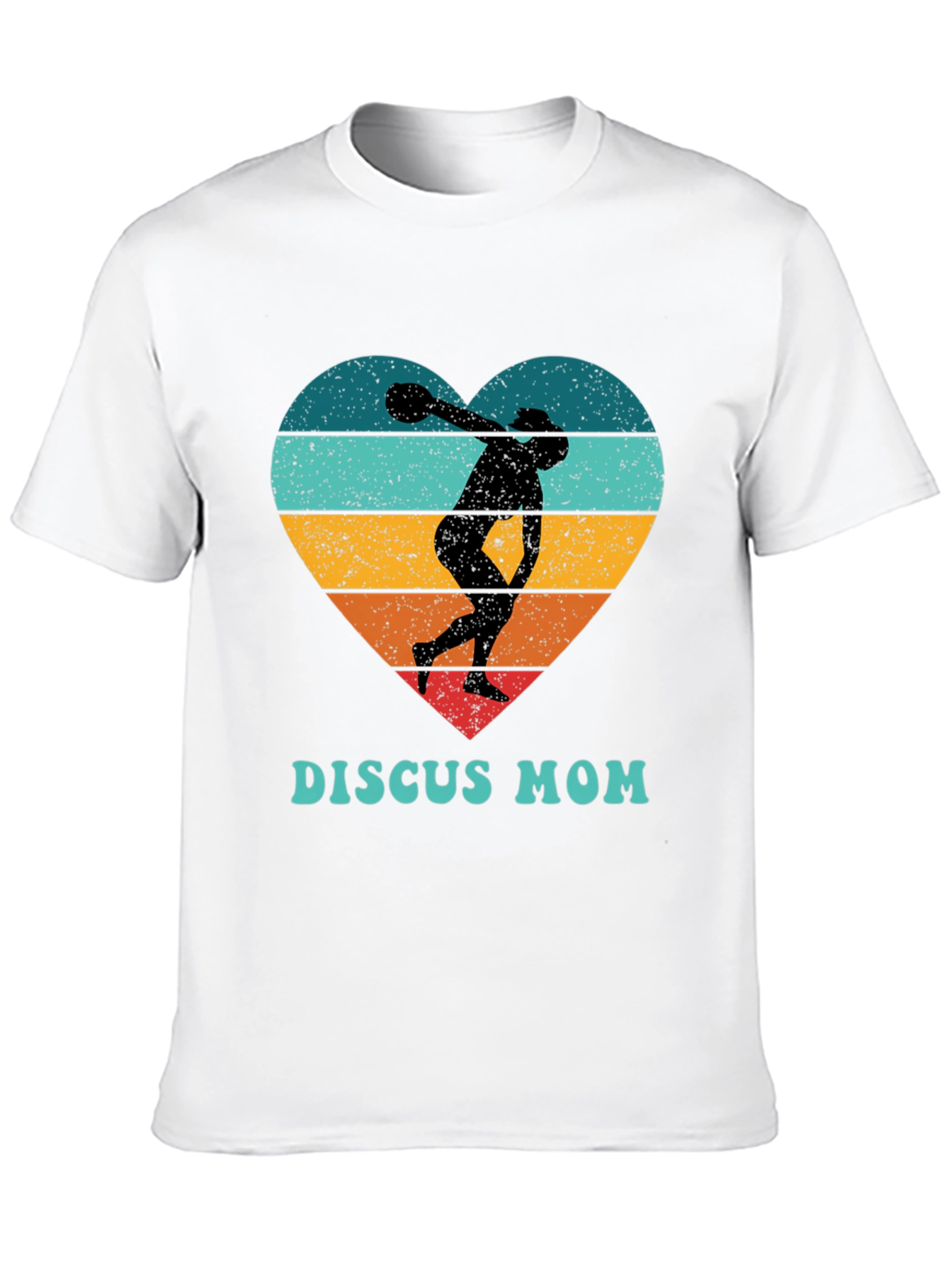Discus Mom Heart T-Shirt - Throwing Silhouette