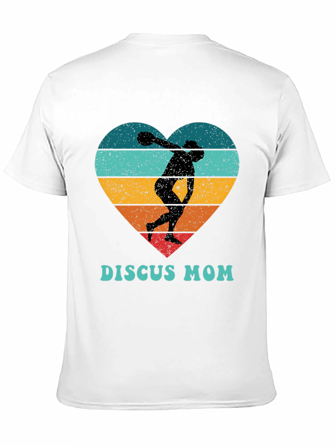 Discus Mom Heart T-Shirt - Throwing Silhouette