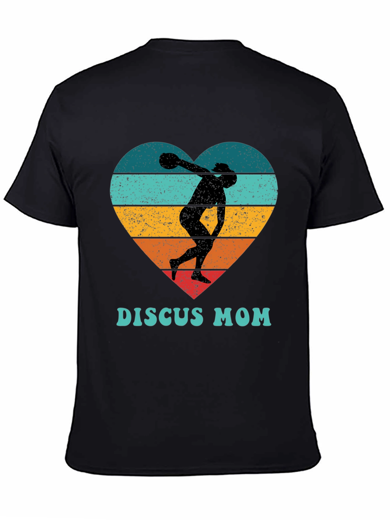 Discus Mom Heart T-Shirt - Throwing Silhouette