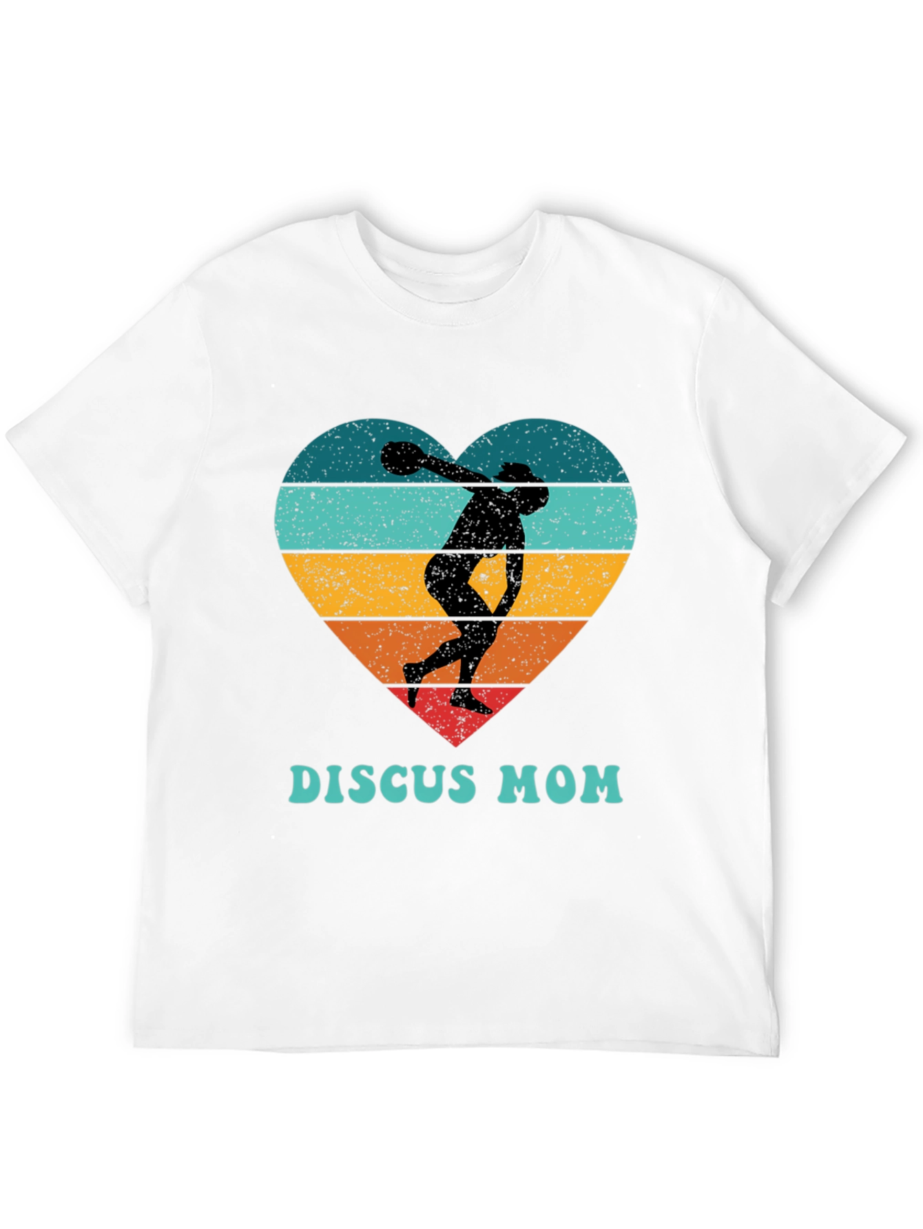 Discus Mom Heart T-Shirt - Throwing Silhouette
