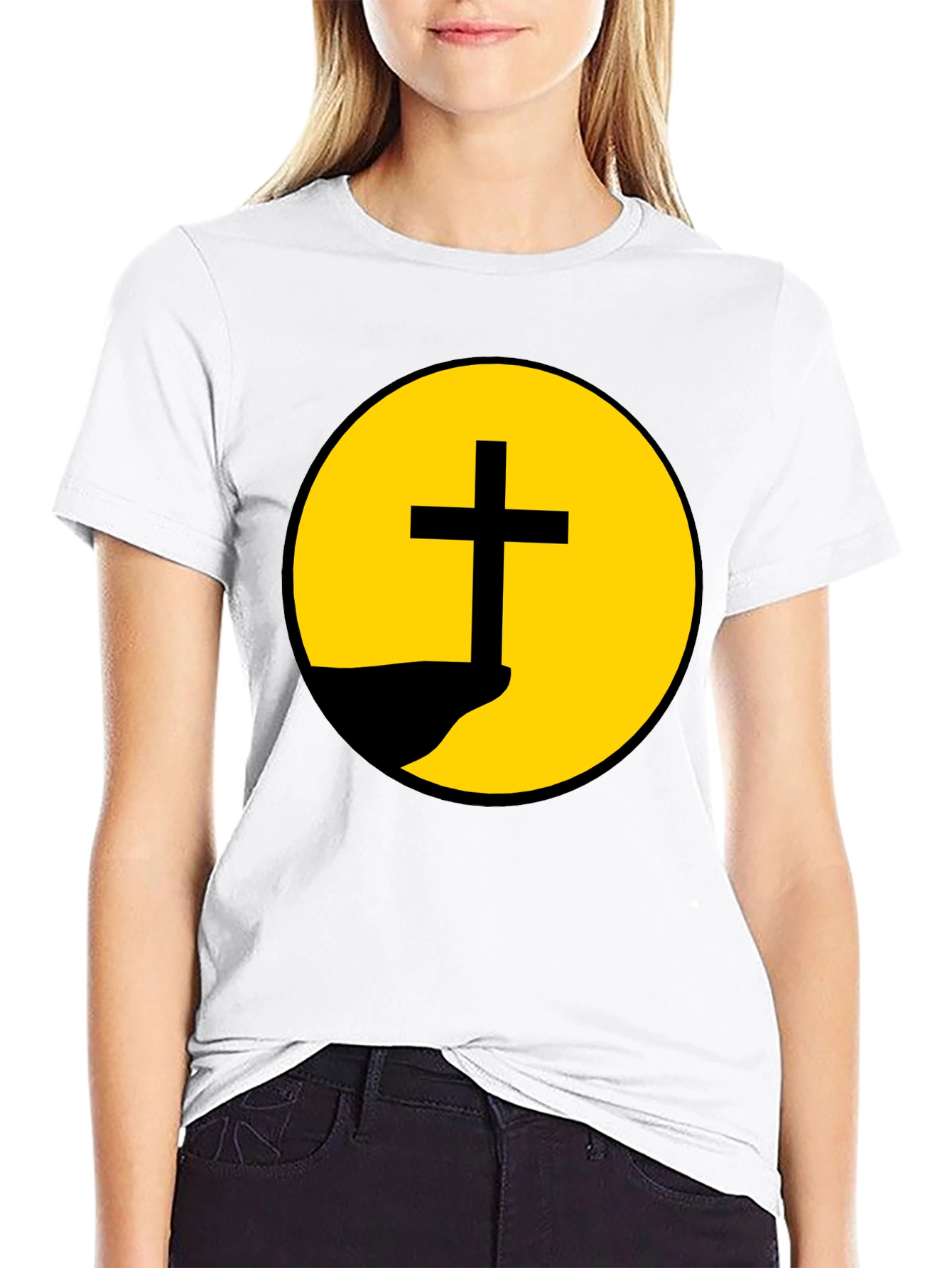 Christian Cross Graphic Black T-Shirt