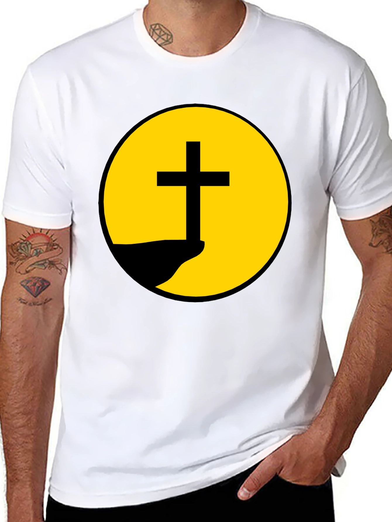 Christian Cross Graphic Black T-Shirt