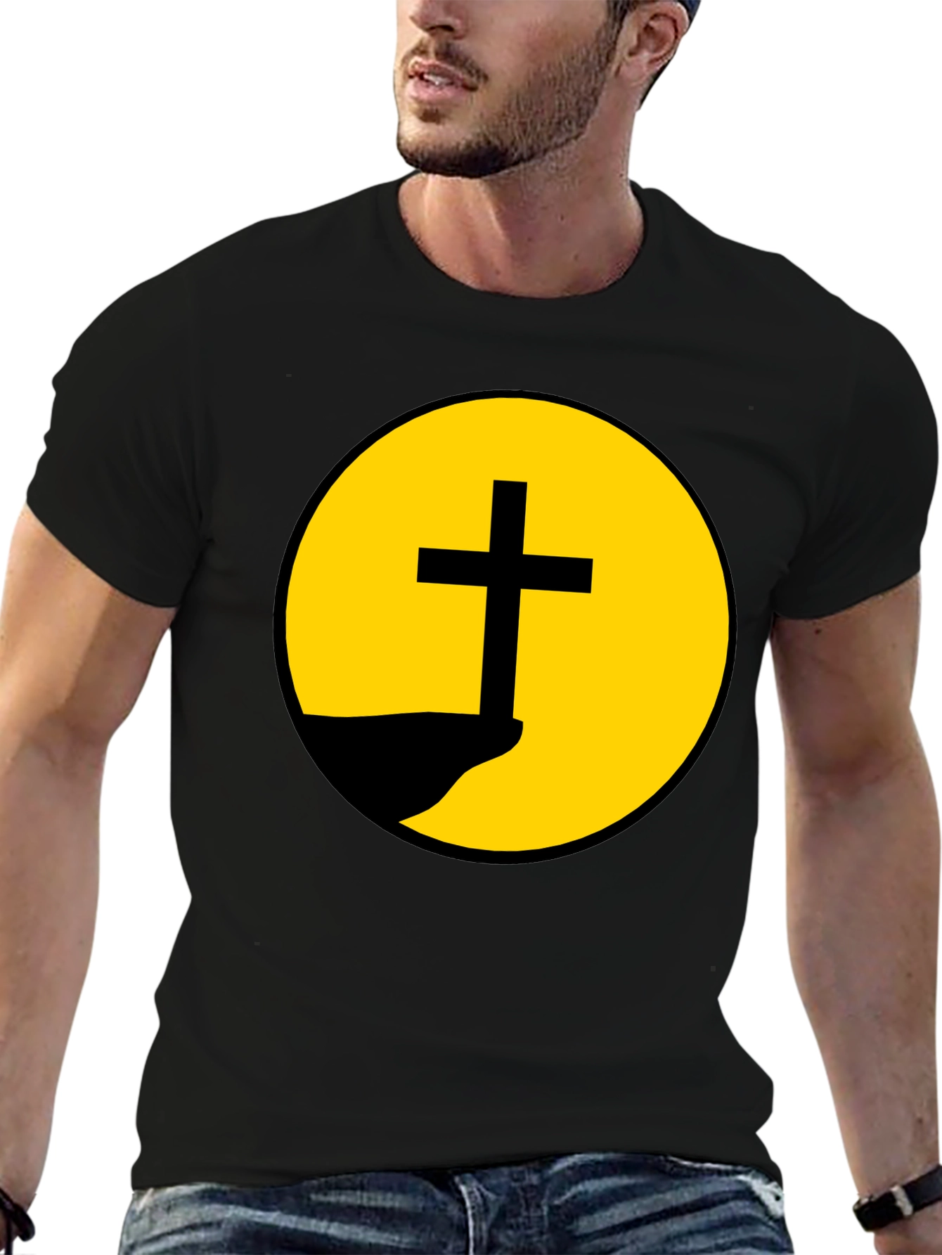 Christian Cross Graphic Black T-Shirt