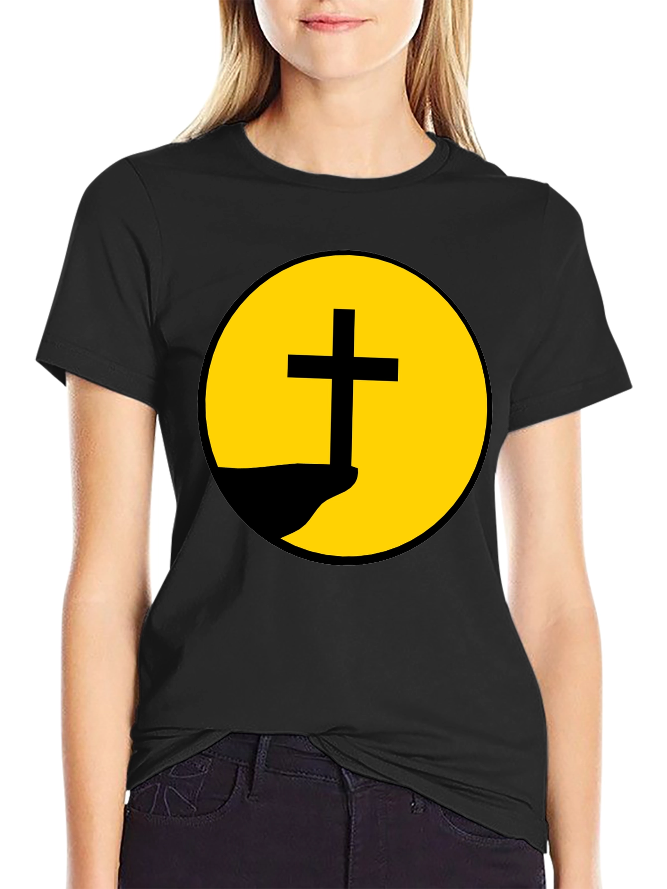 Christian Cross Graphic Black T-Shirt