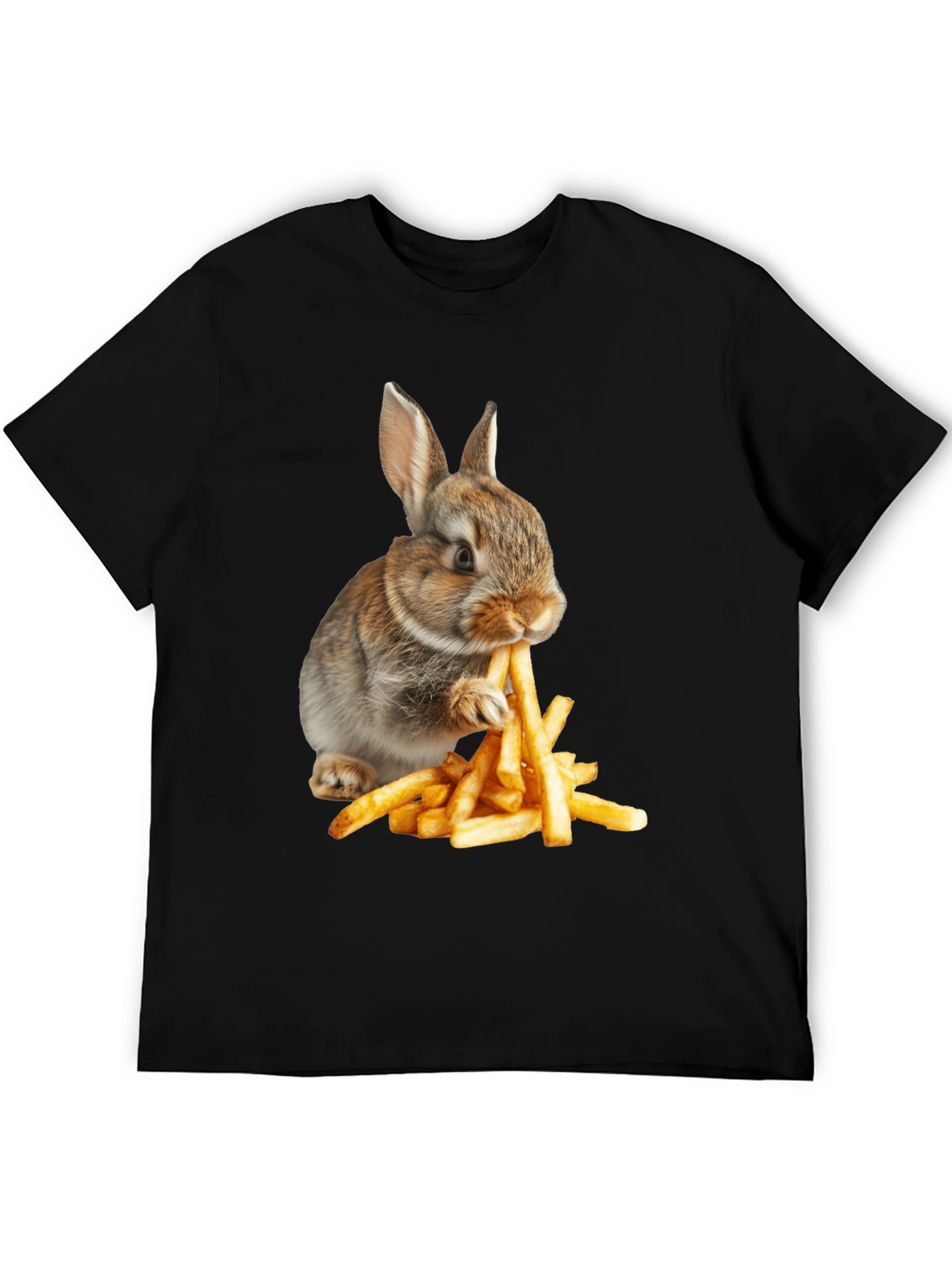 Rabbit Eating Fries Graphic T-Shirt