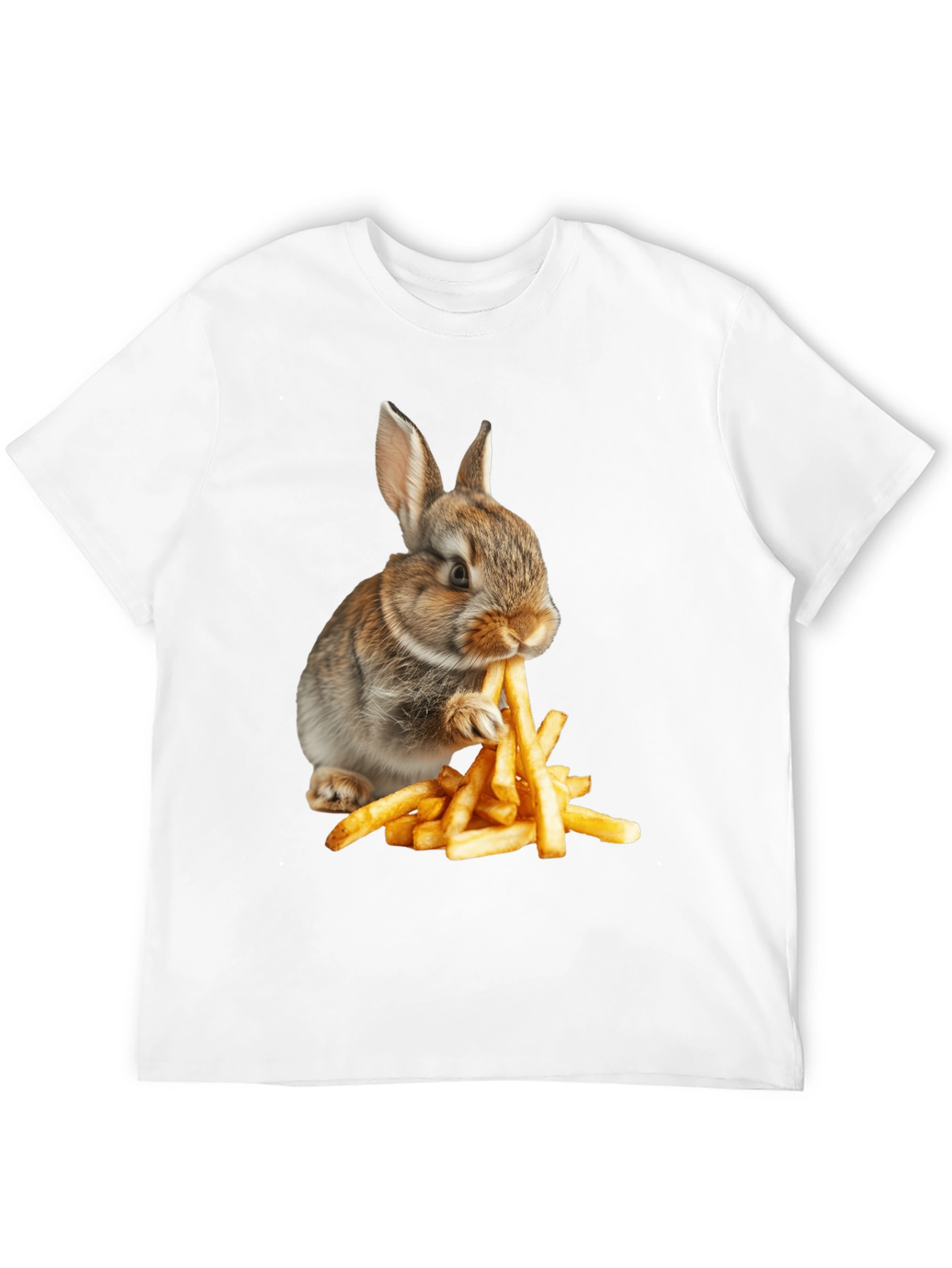 Rabbit Eating Fries Graphic T-Shirt