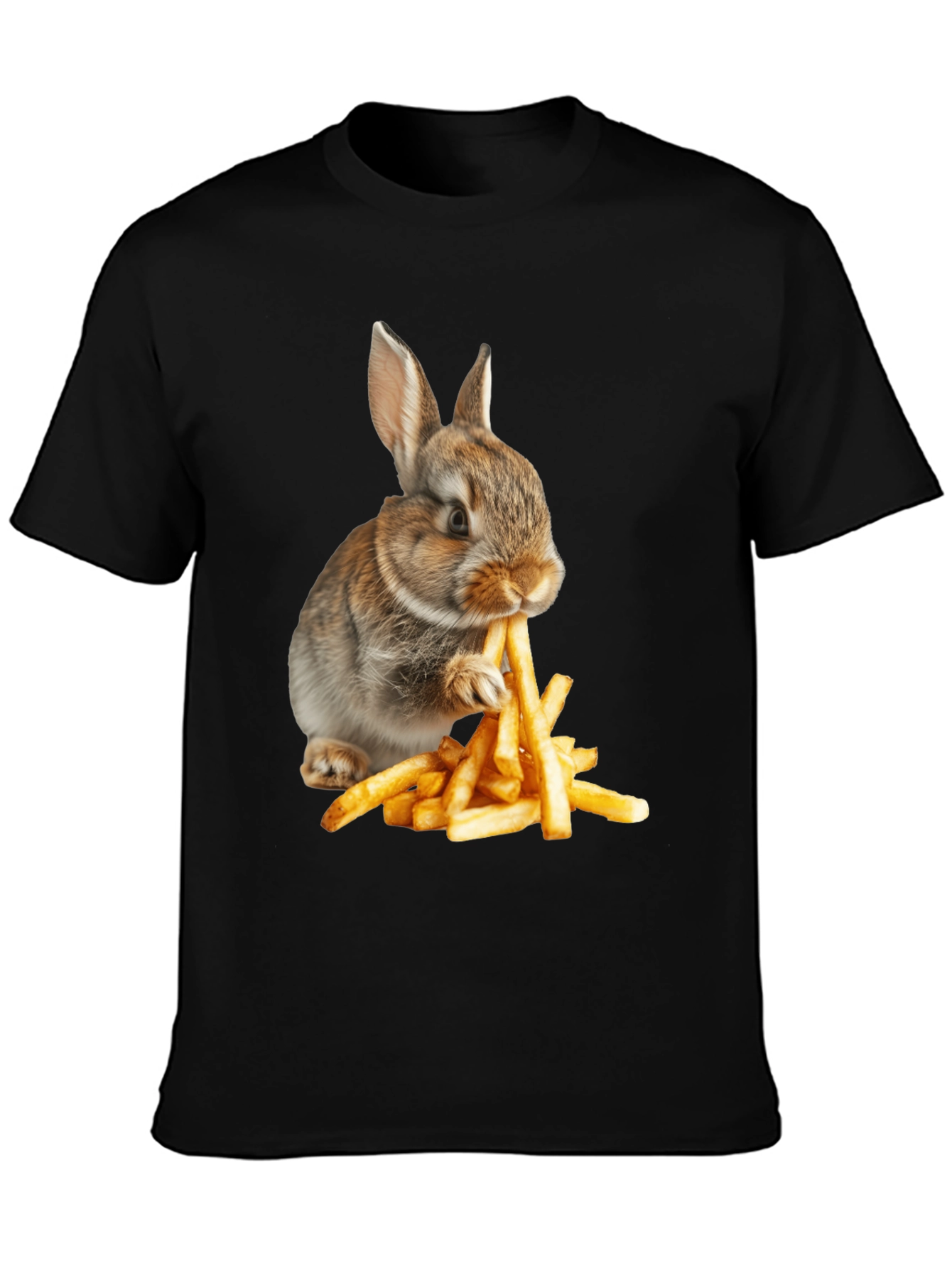 Rabbit Eating Fries Graphic T-Shirt