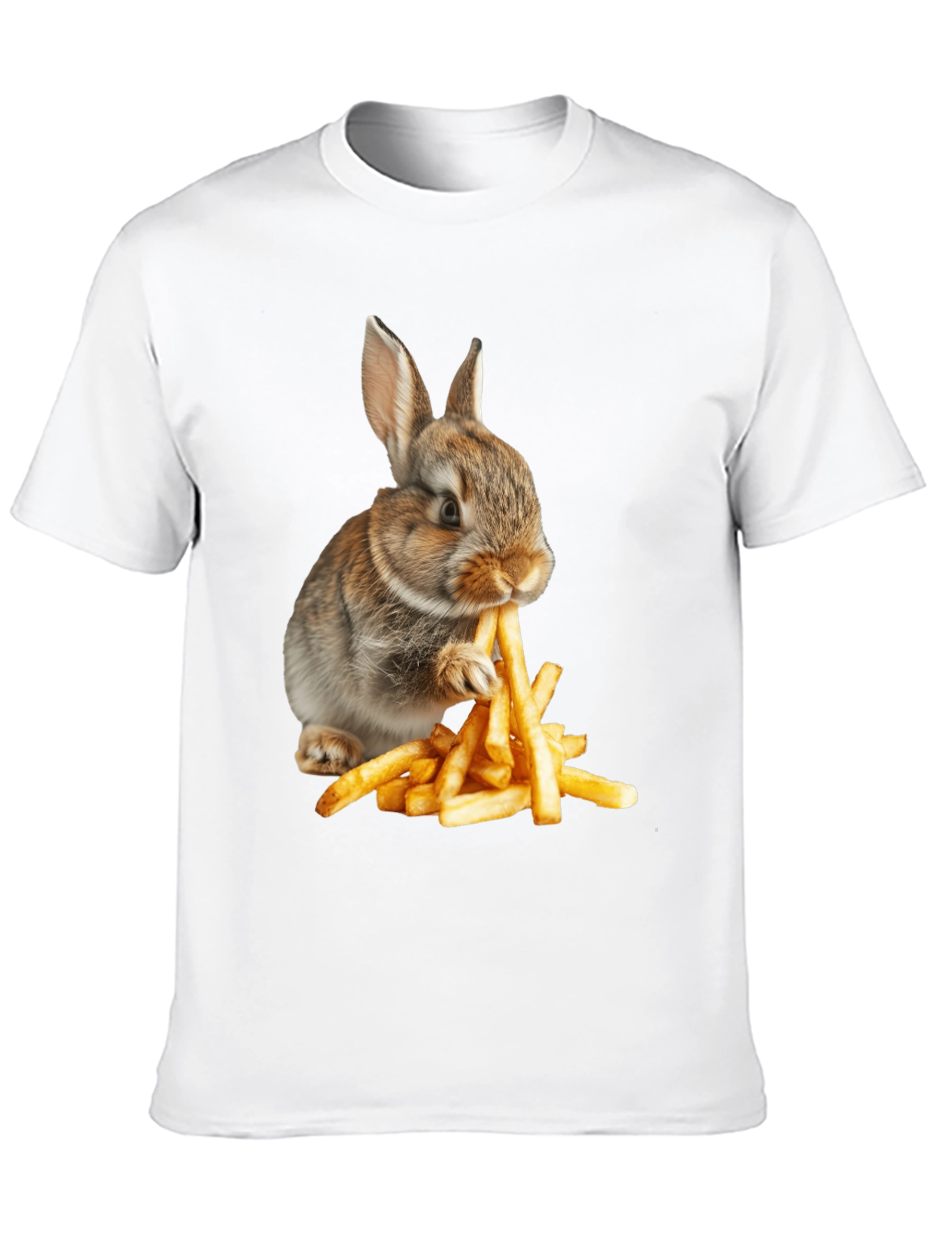 Rabbit Eating Fries Graphic T-Shirt