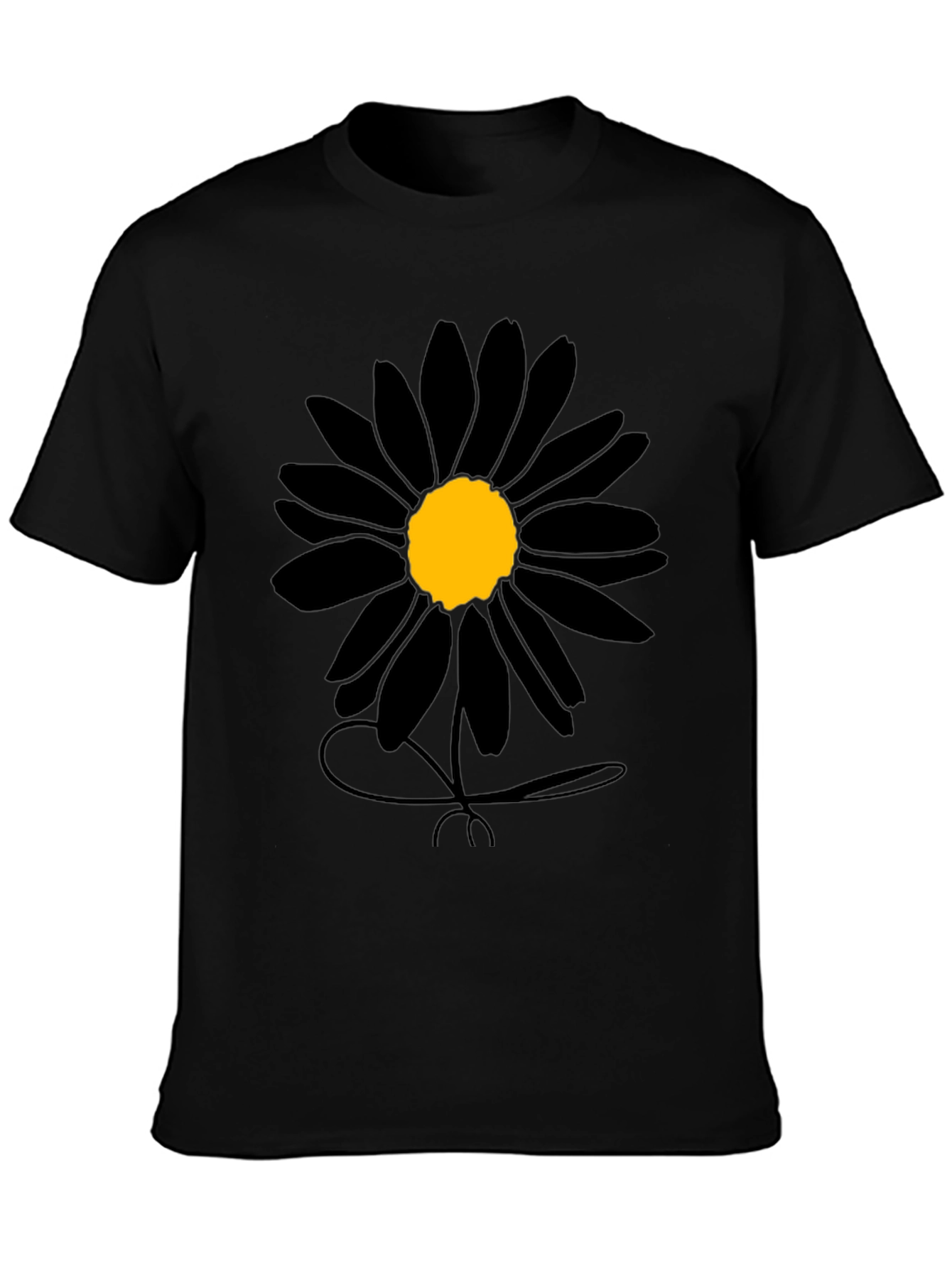 Black Daisy Graphic Tee - Mens Casual Shirt
