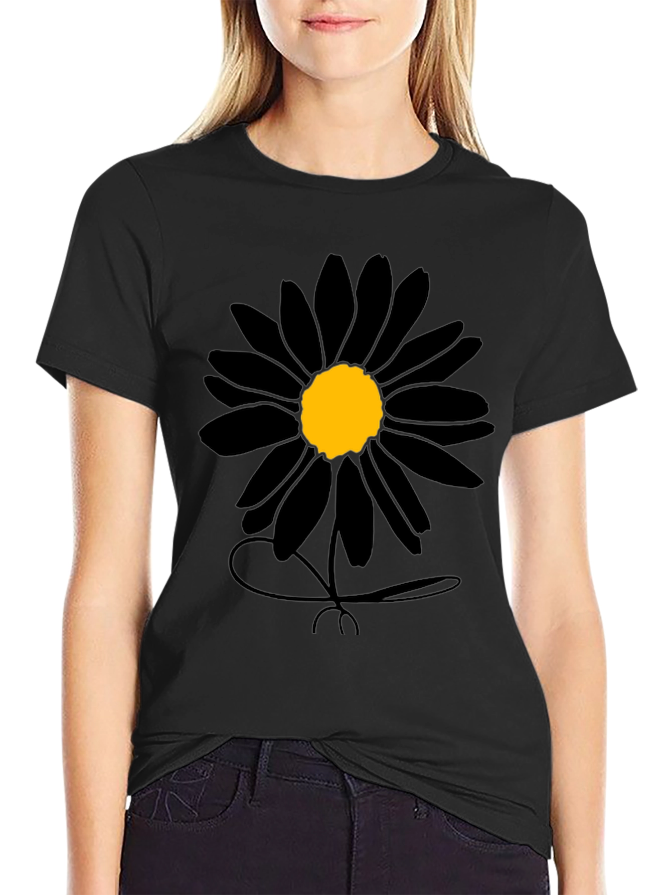 Black Daisy Graphic Tee - Mens Casual Shirt