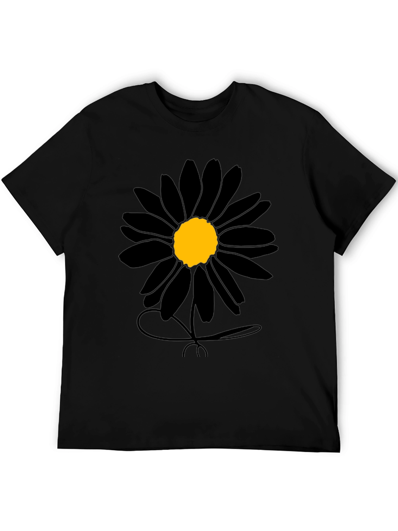 Black Daisy Graphic Tee - Mens Casual Shirt