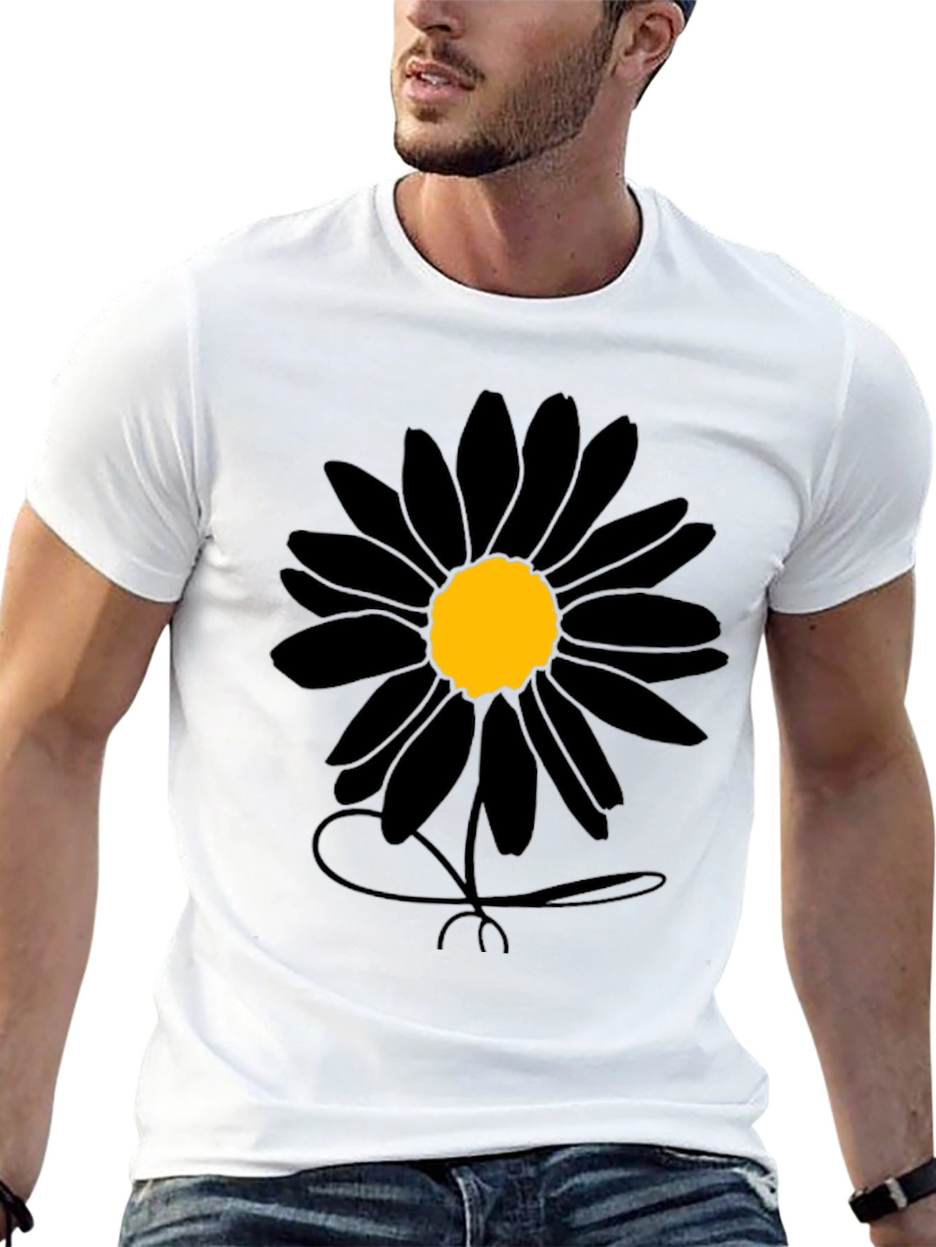 Black Daisy Graphic Tee - Mens Casual Shirt