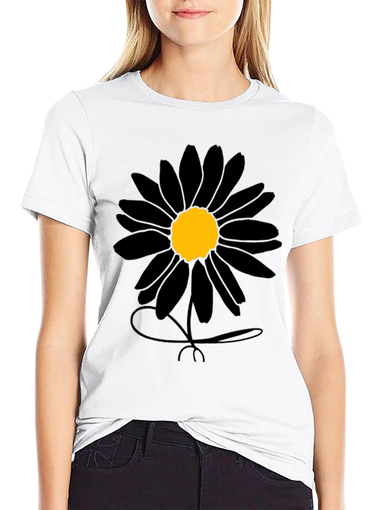 Black Daisy Graphic Tee - Mens Casual Shirt