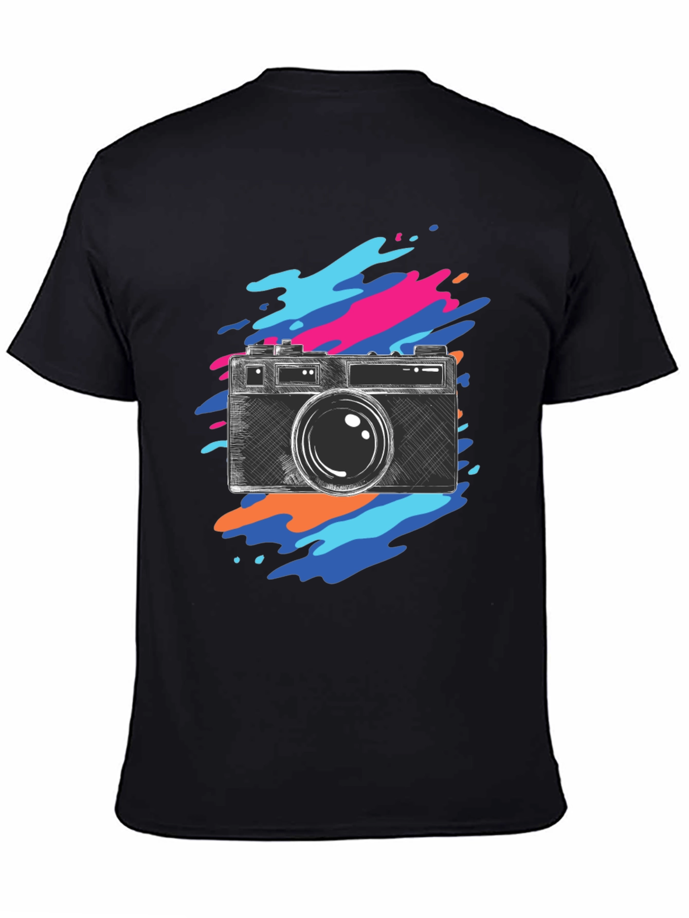 Camera Sketch Graphic Tee - Trendy Photo Lover Shirt