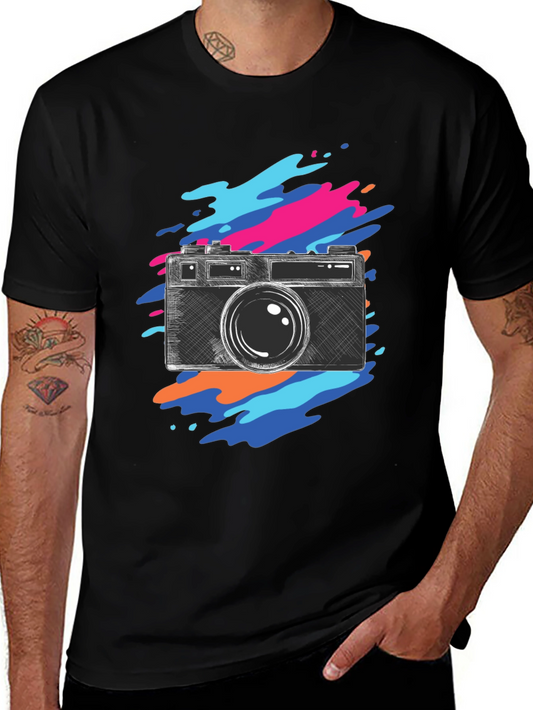 Camera Sketch Graphic Tee - Trendy Photo Lover Shirt