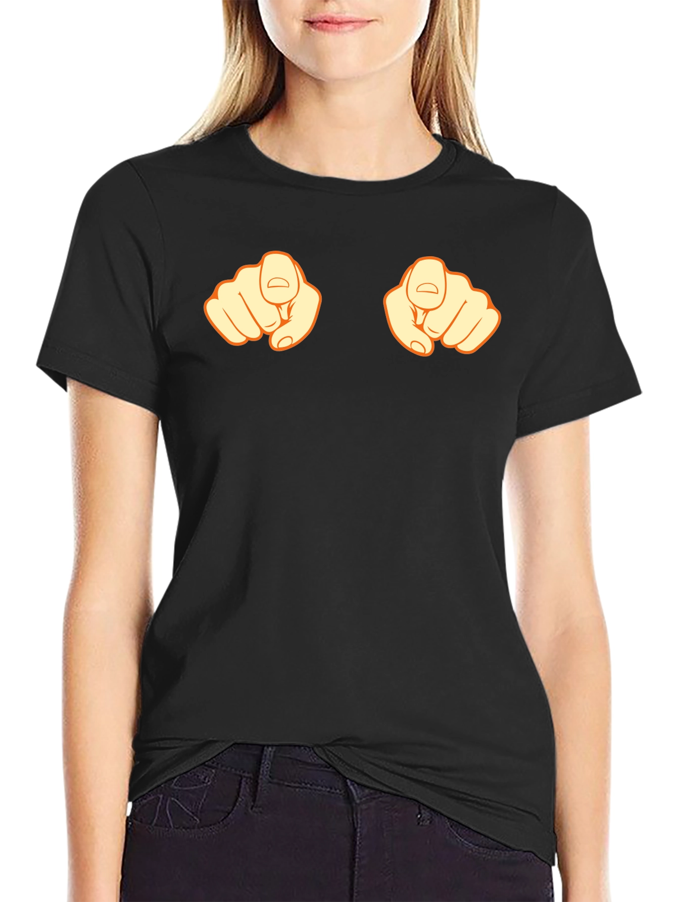 Pointing Fingers Graphic Tee - Black