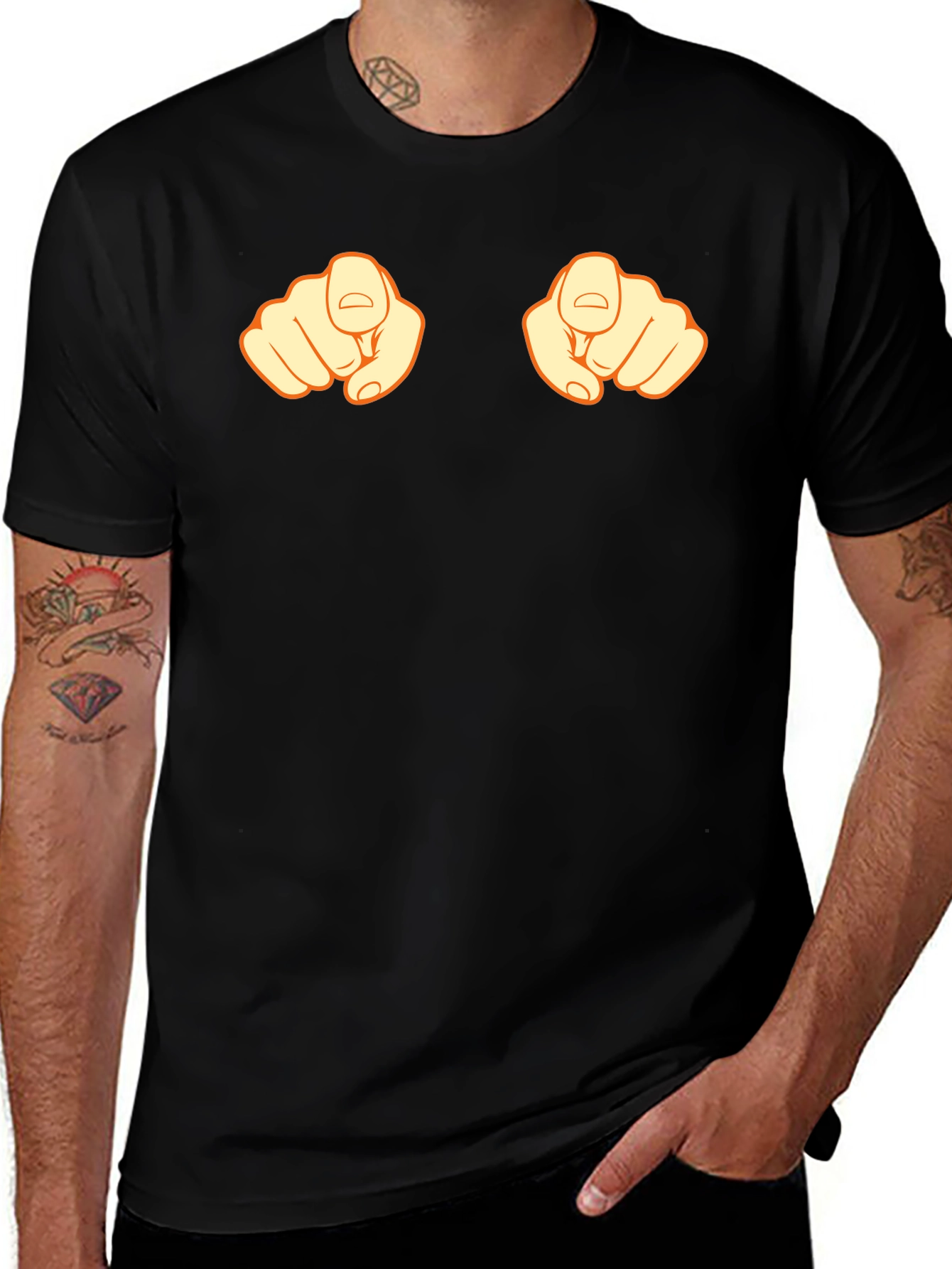 Pointing Fingers Graphic Tee - Black