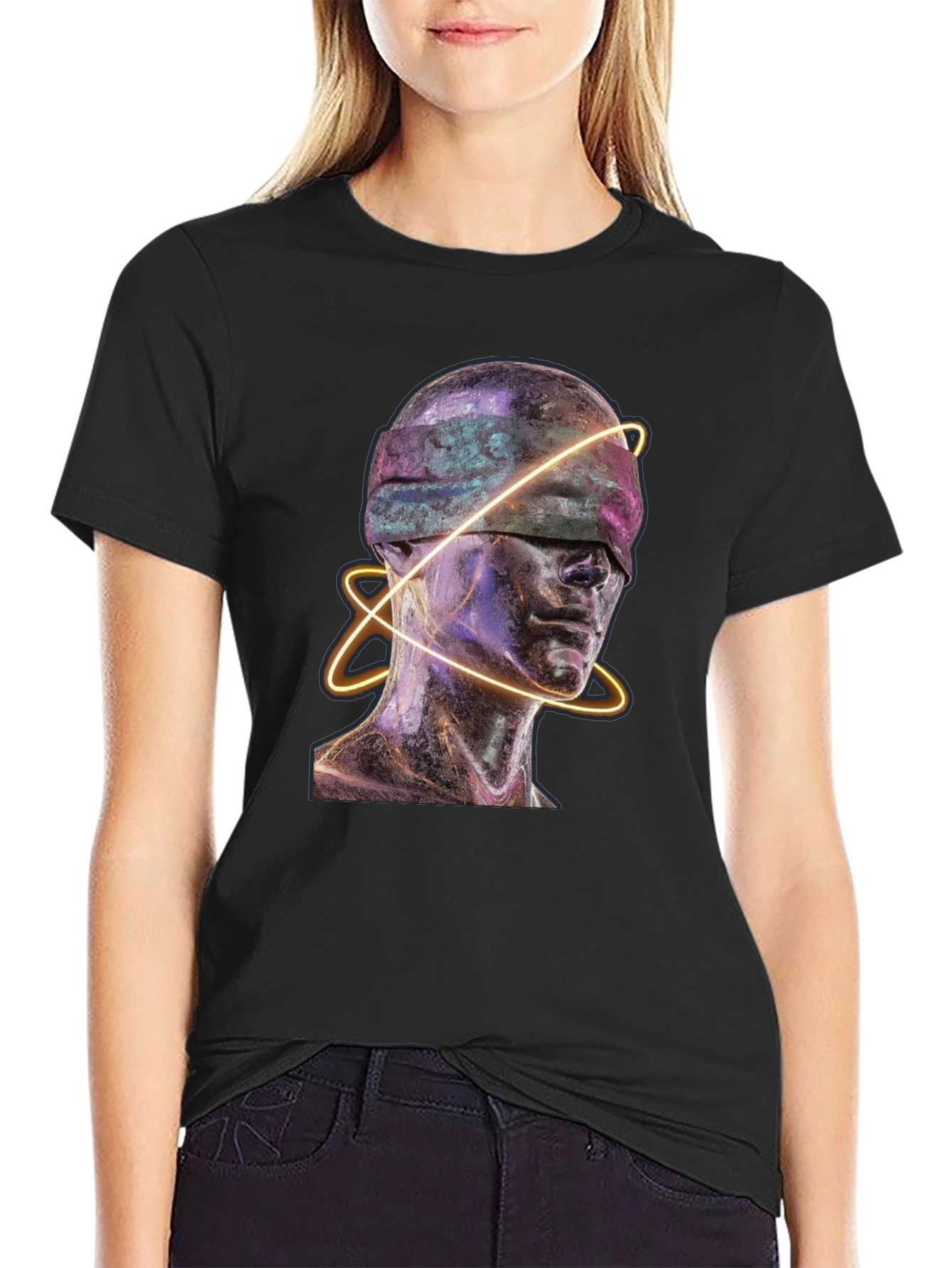 Abstract Blindfolded Head Graphic Tee