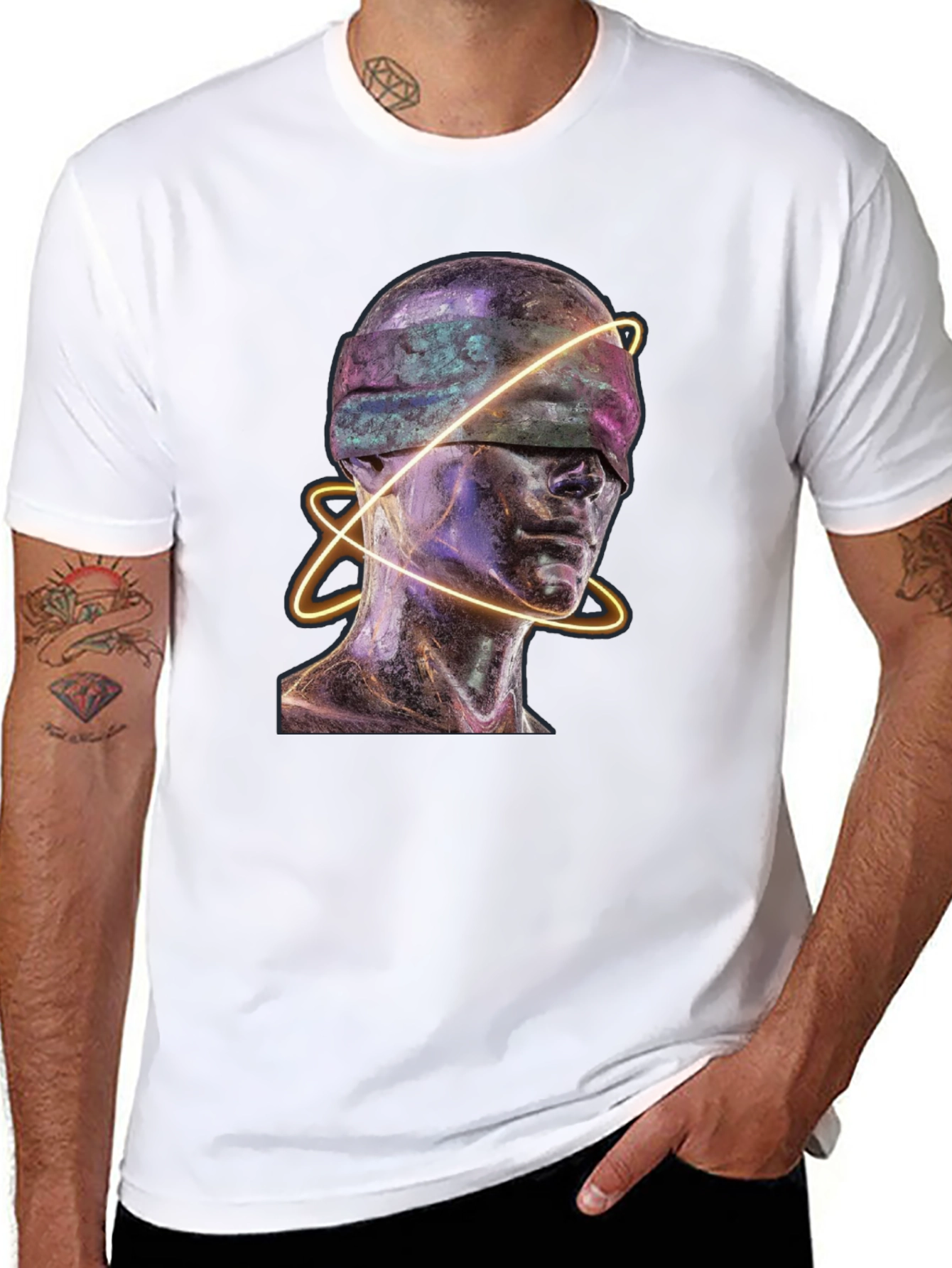 Abstract Blindfolded Head Graphic Tee