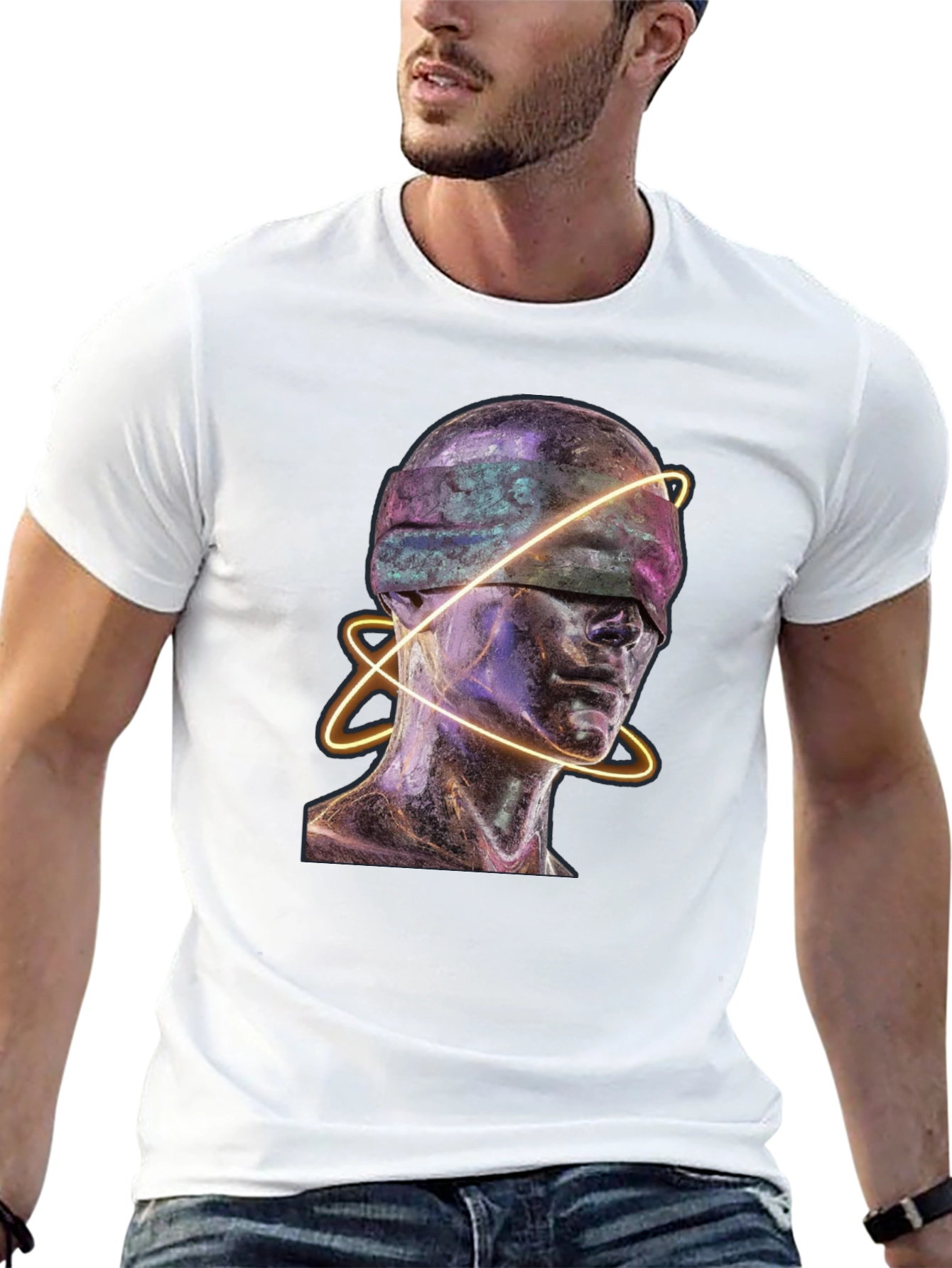 Abstract Blindfolded Head Graphic Tee