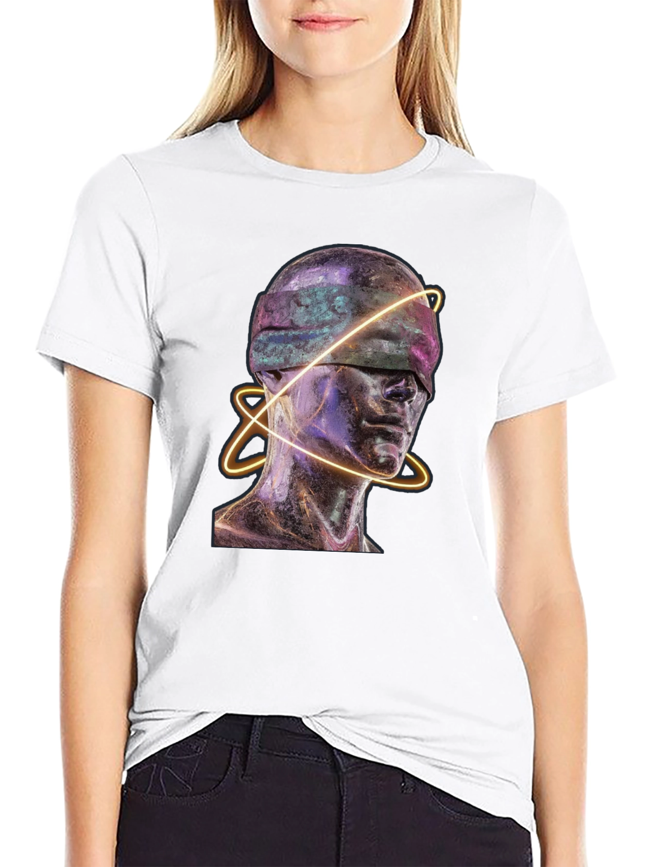 Abstract Blindfolded Head Graphic Tee