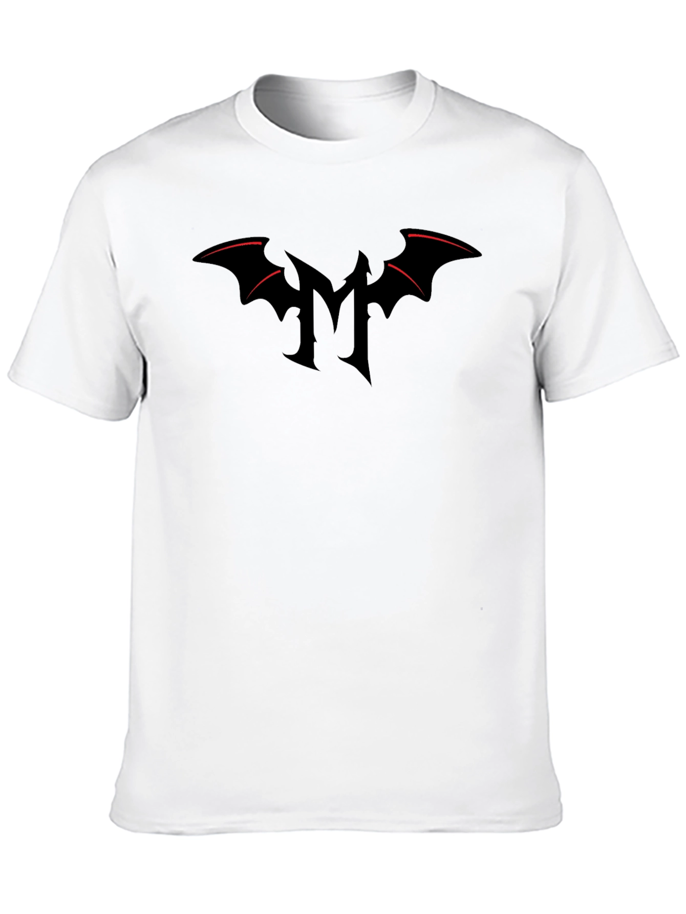 Mens Black T-Shirt with Gothic M Bat Logo